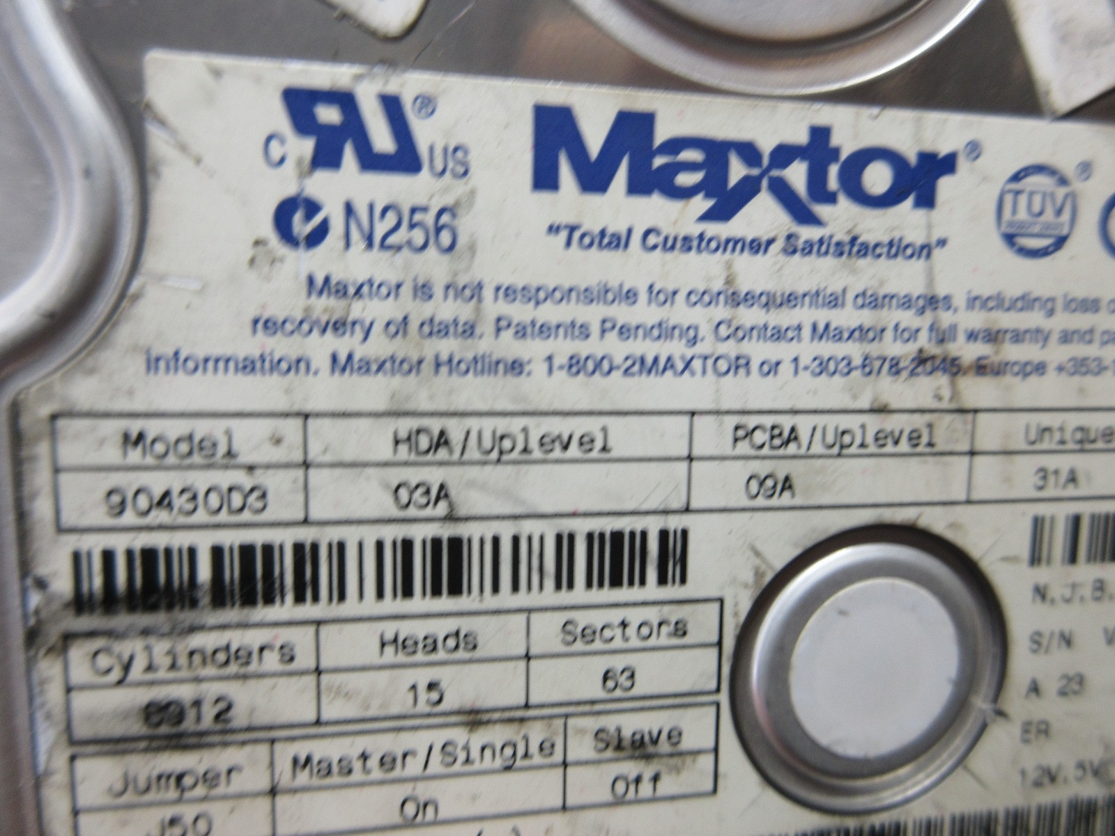 MAXTOR HARD DRIVE HDD 90430D3 03A 09A N256 356062-001 CNC