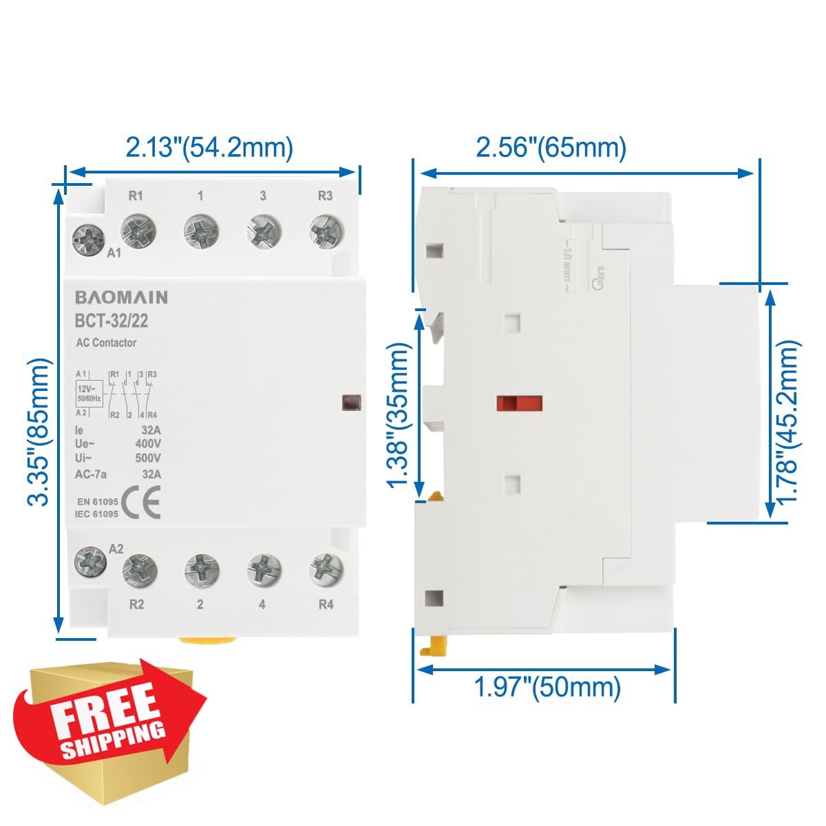 Baomain 32A 12 VAC Contactor 2NO2NC