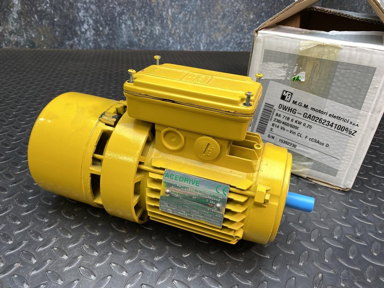 M.G.M. Electric BA 71B6 Motor 230/460V 0.25 kW, NOS