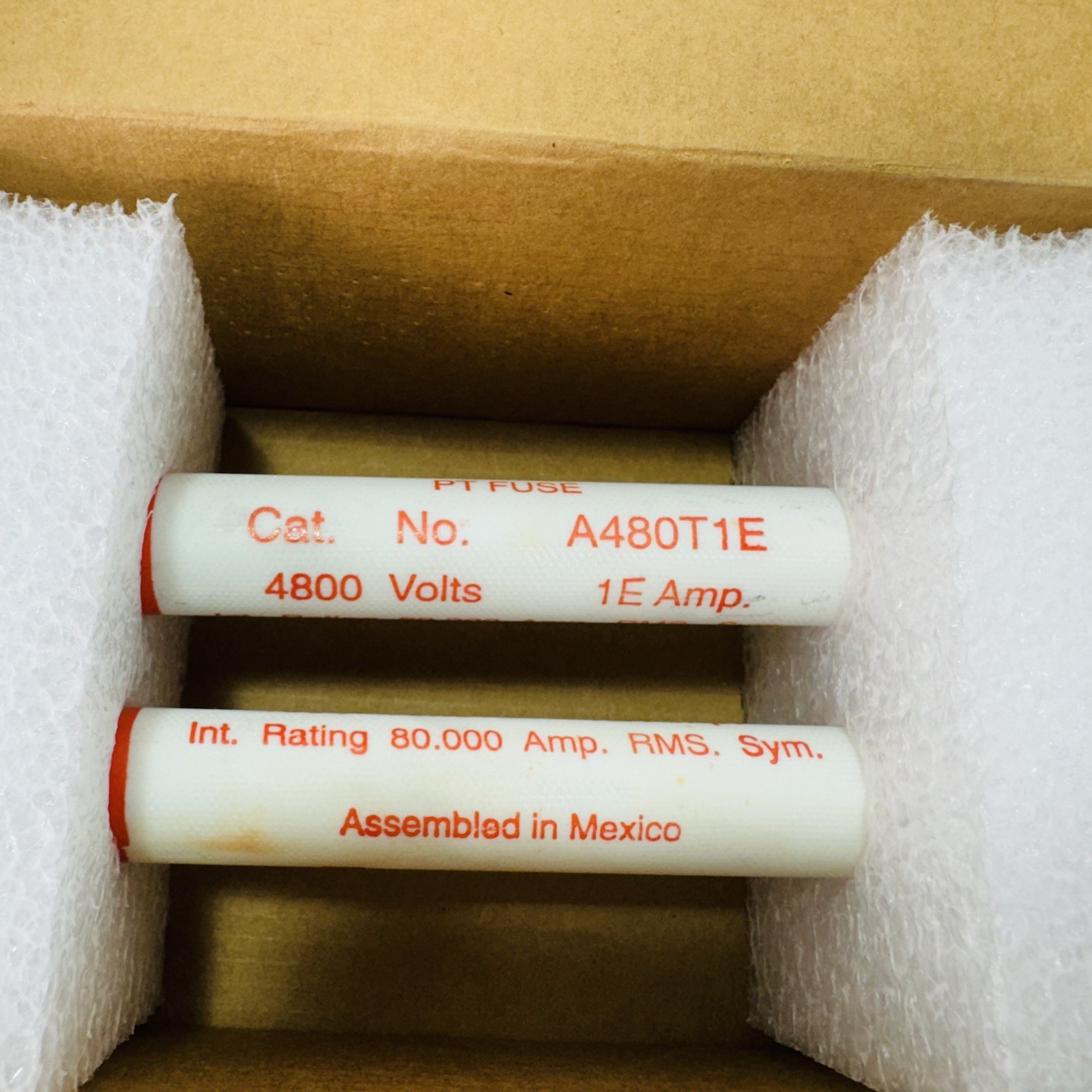Lot of 2 – Mersen A480t1E 1 Amp, 4800V, Medium Voltage Fuse