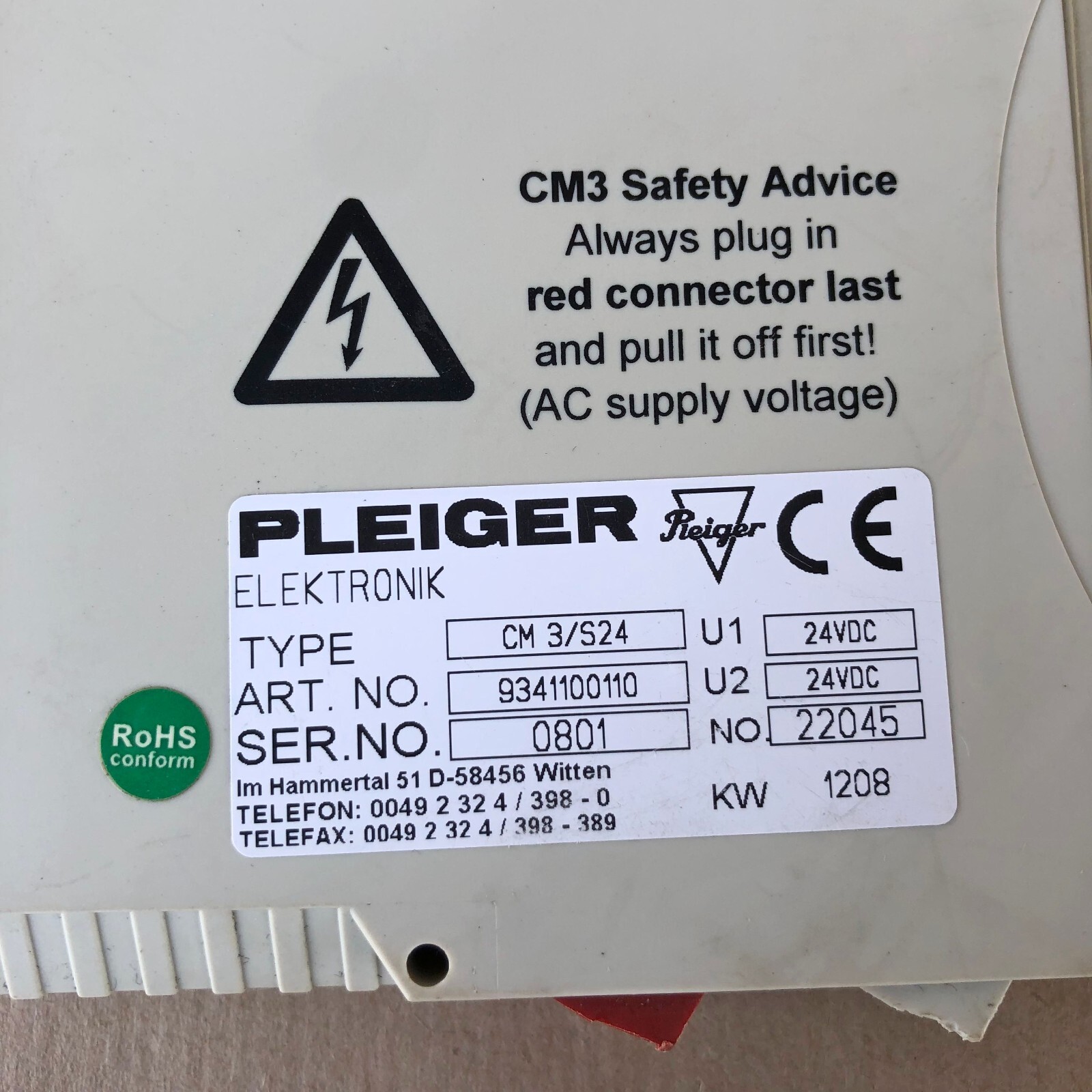 Pleiger CM3/S24 EHS Control Module 9341100110
