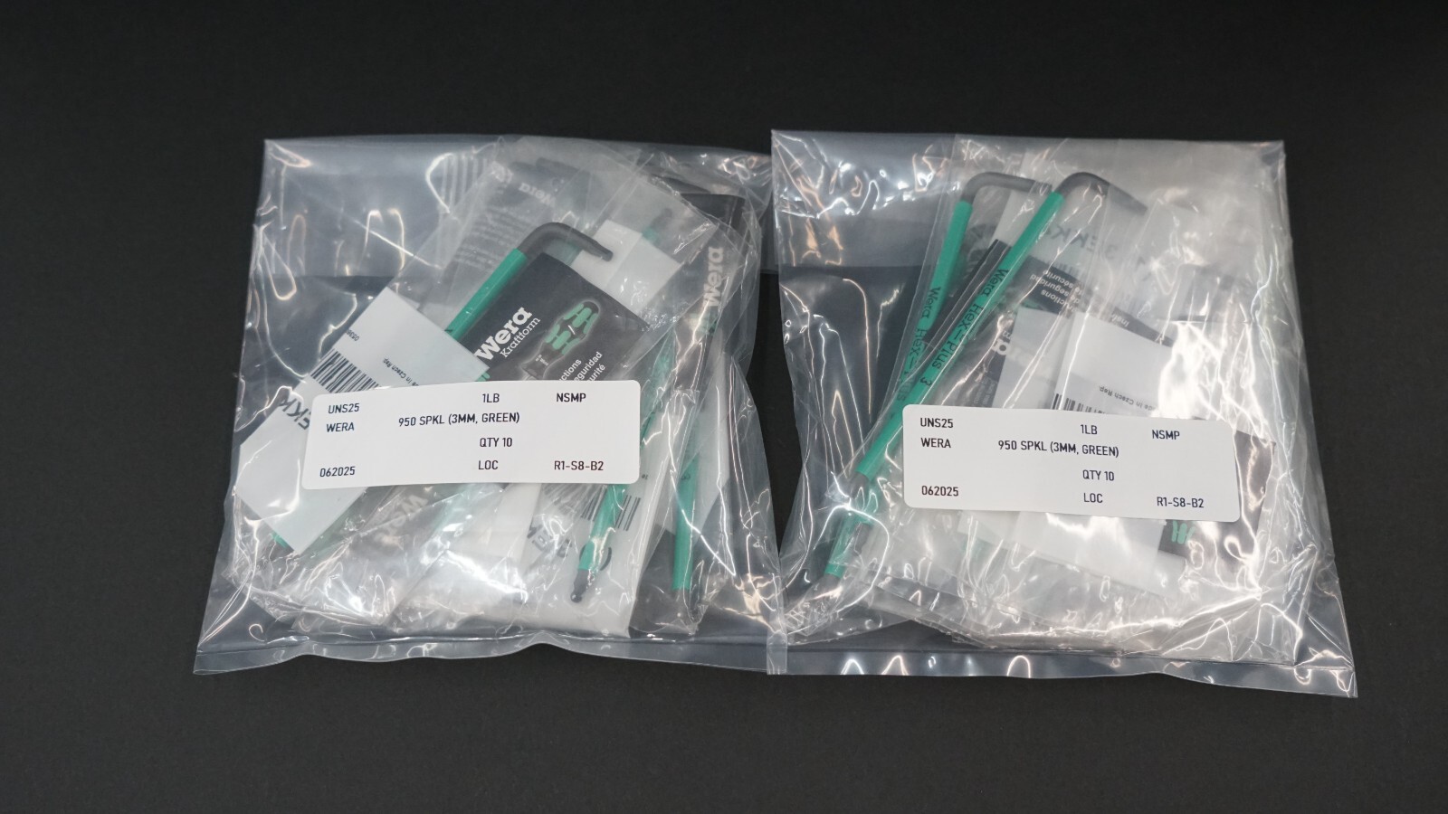 Wera 950 SPKL Ball End Hex Key, 3mm L-Key, Green (QTY 10)
