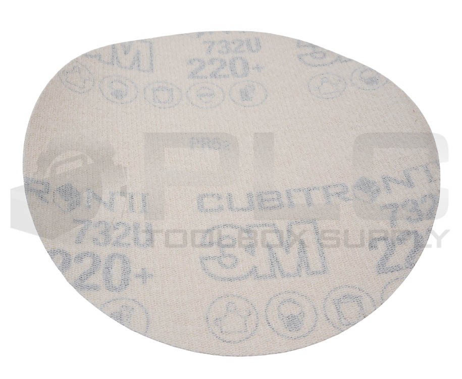 BOX OF 50 NEW 3M 64272 CUBITRON II HOOKIT PAPER DISC 732U, 220+ GRADE, 5″, 127MM