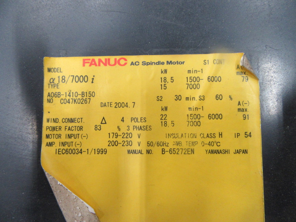 Fanuc A06B-1410-B150 AC Spindle Motor