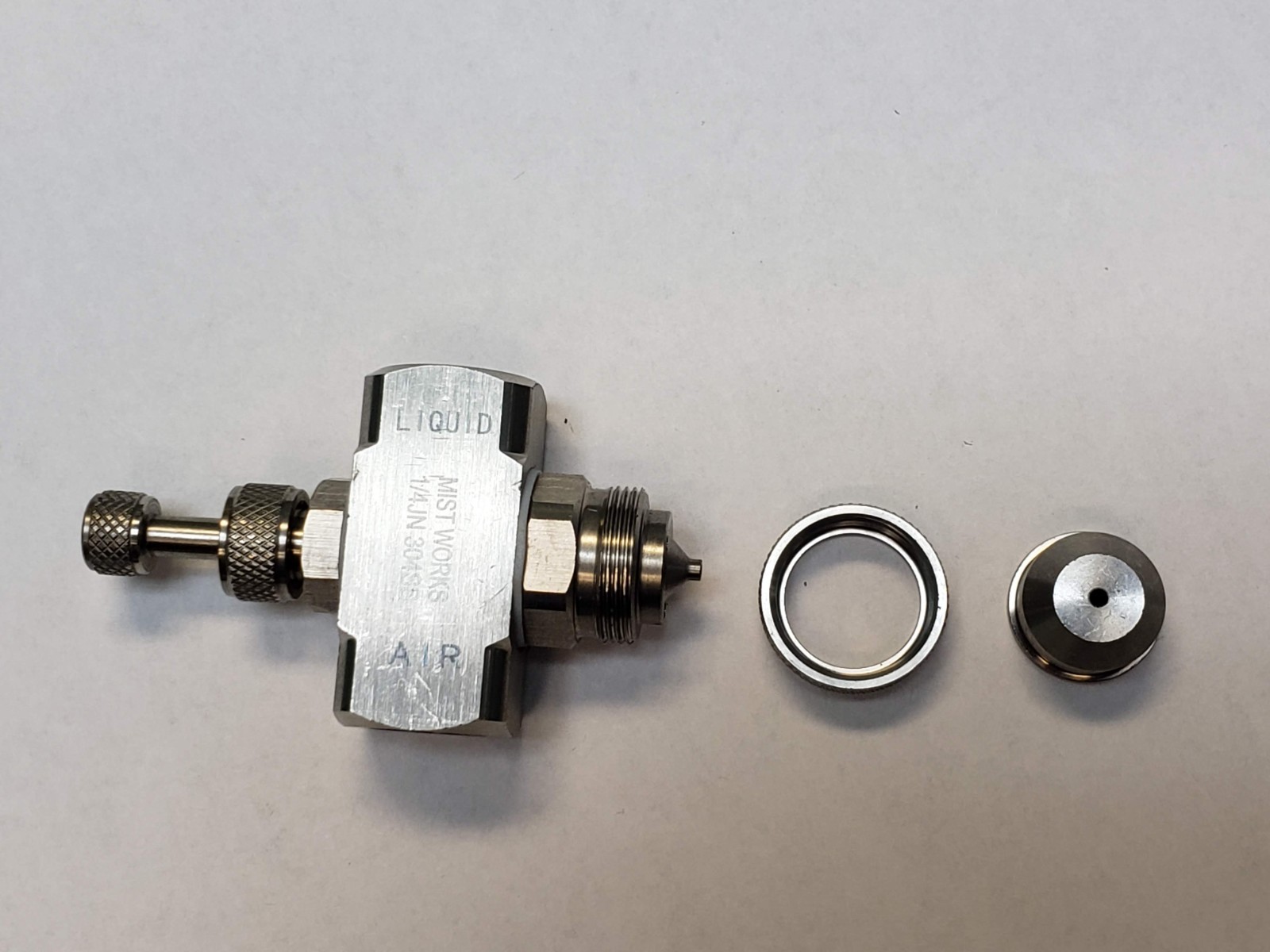 Air Atomizing Nozzle SS 1/4″ Adjustable Misting PRESSURE Round Spray 2 pk