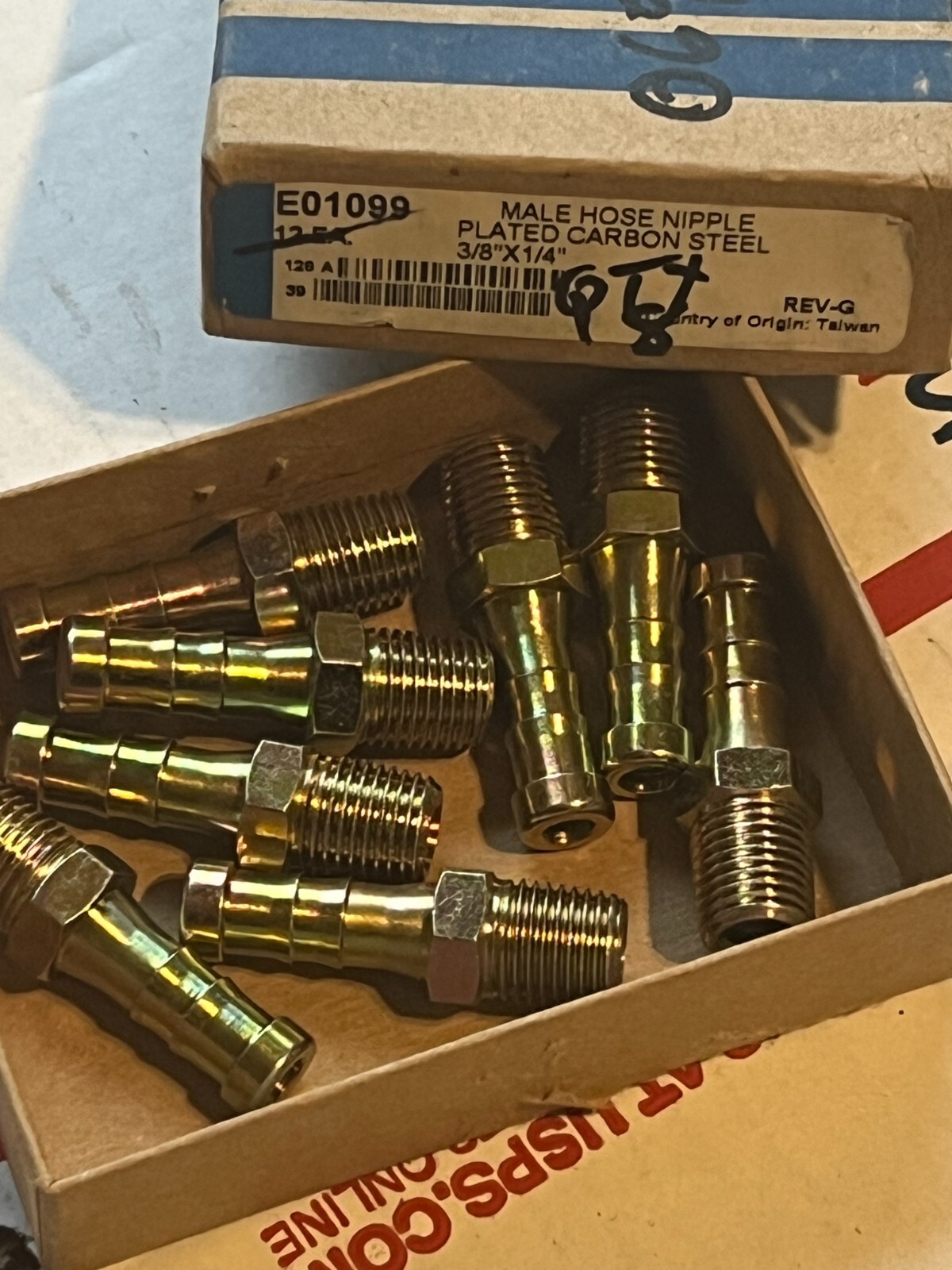 band e01099 nos box of 8 male nipple 3/8″x1/4″