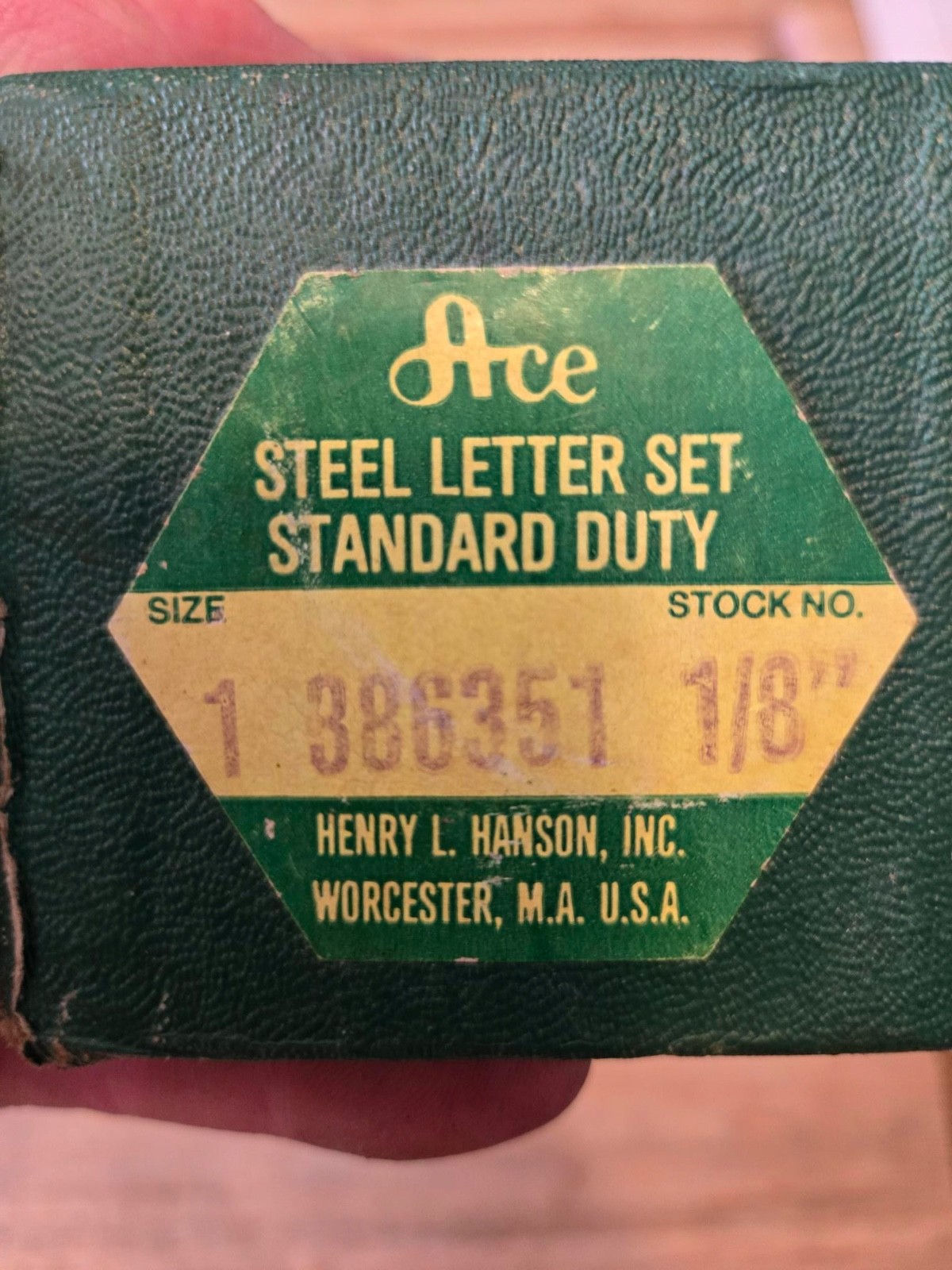 Vintage HANSON ACE no. 386351 1/8″ STEEL LETTER SET