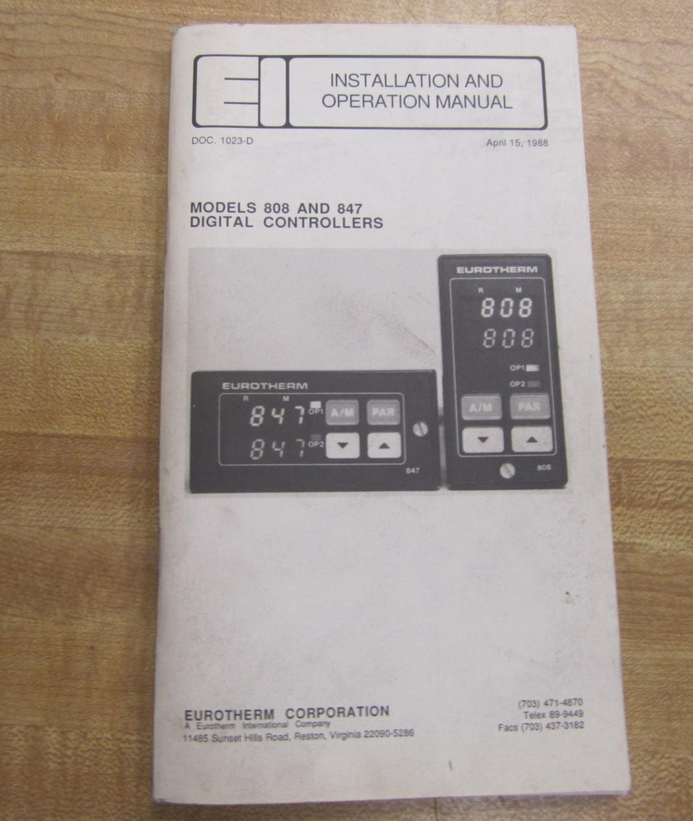 Eurotherm 808/847 808/ 847 Digital Controllers Manual 1023-D