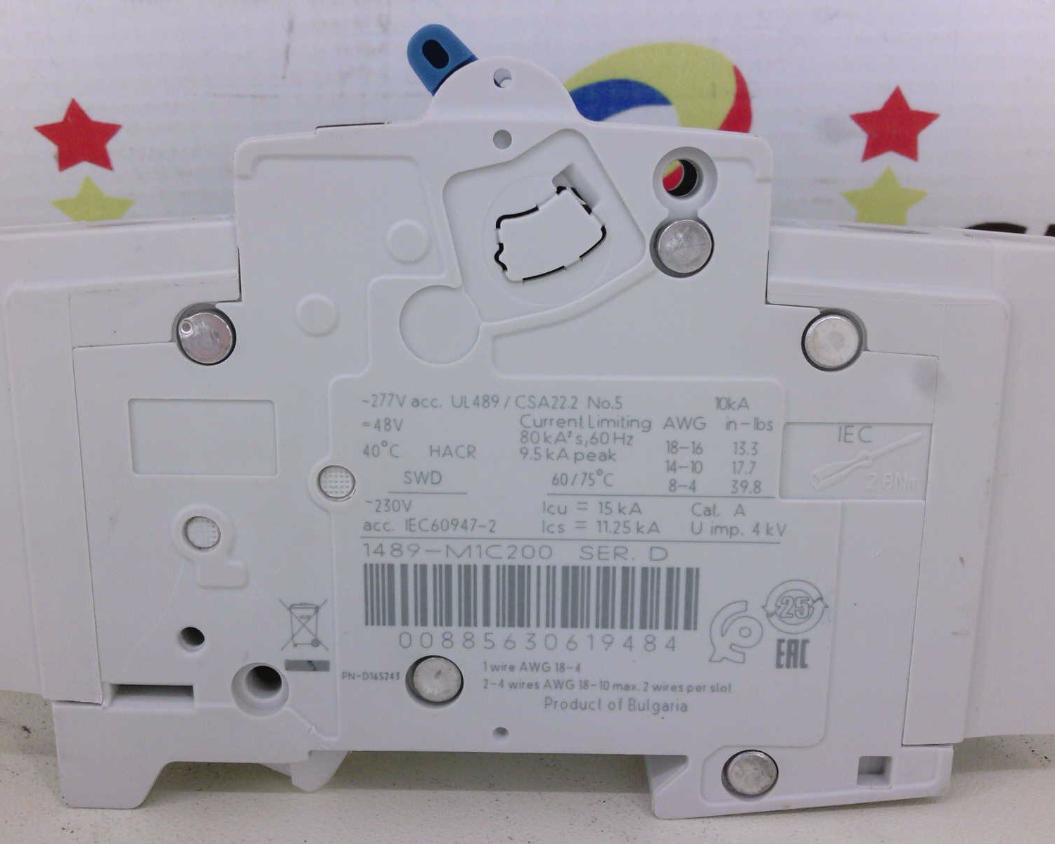 USSP Allen Bradley 1489-M1C200 1 Pole 20 Amp Circuit Breaker Ser D 1489-M C 20A