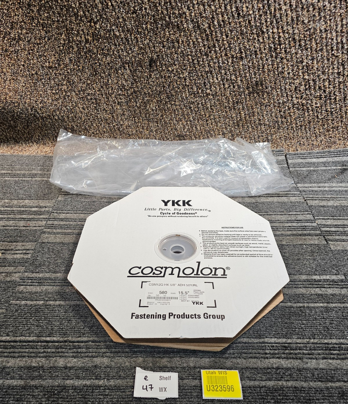 YKK Cosmolon PR286184340014 CSM12G-HK 5/8″ ADH Closure Tape 50 Yard, Nylon