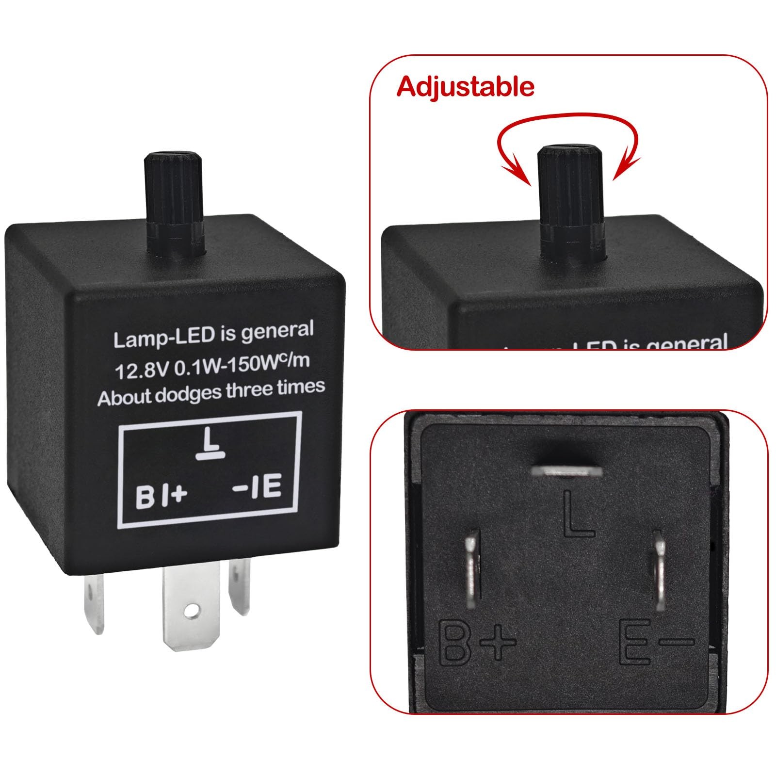 CF13 LED Flasher Relay Pack of 2 – 3 Pin Adjustable Turn Signal Relay CF13 EP…