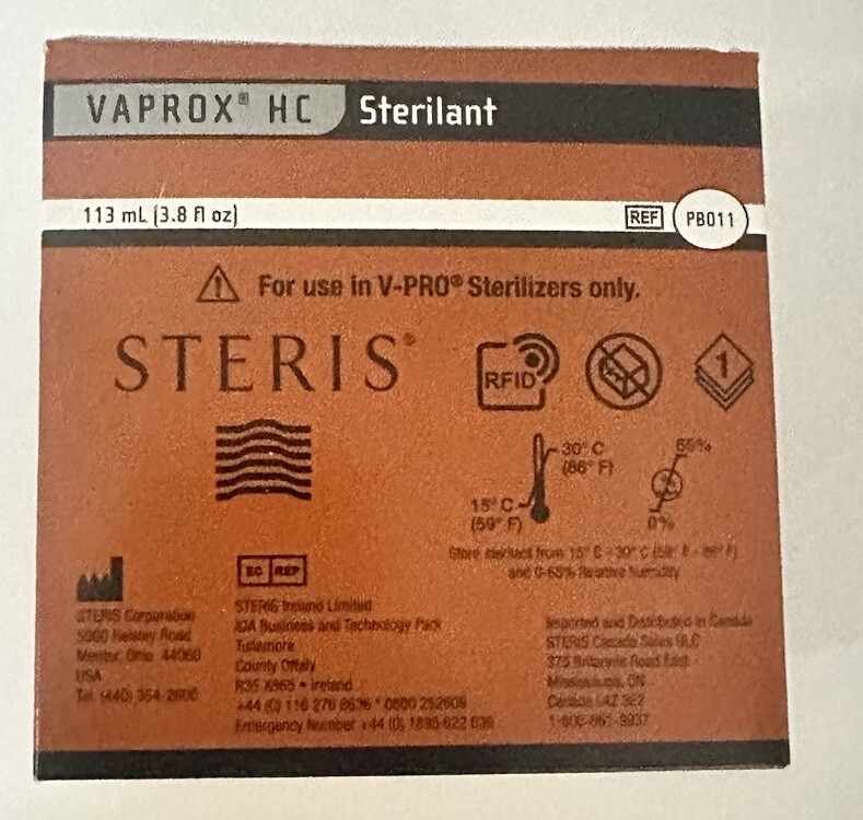STERIS PB011 Vaprox HC Sterilant Expiration 2024-11-24 Sterrad