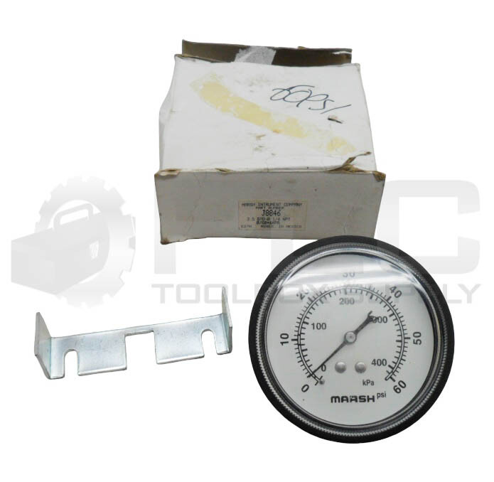 NEW MARSH J8846 PRESSURE GAUGE 3.5″ STD 1/4″ NPT 0-60PSI *READ*