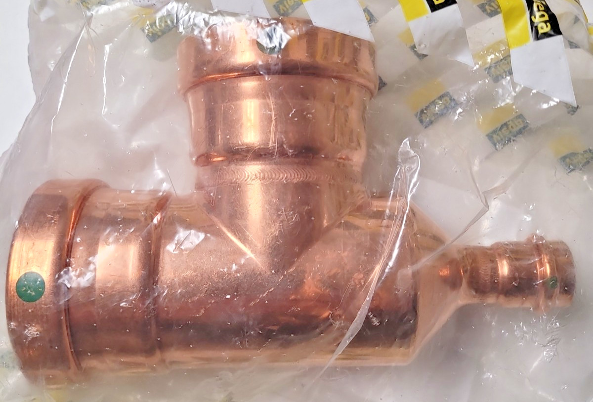 Viega 22317 ProPress XL-C Pipe Tee 2-1/2 x 3/4 x 2-1/2, Copper
