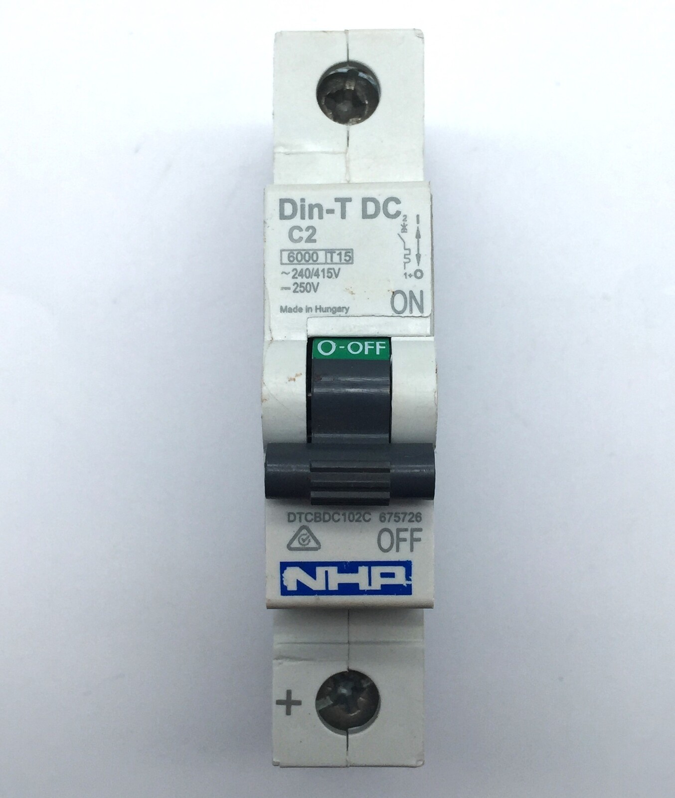 NHP DTCBDC102C Din-T DC C2 Miniature Circuit Breaker 2A 1P 6kA x8