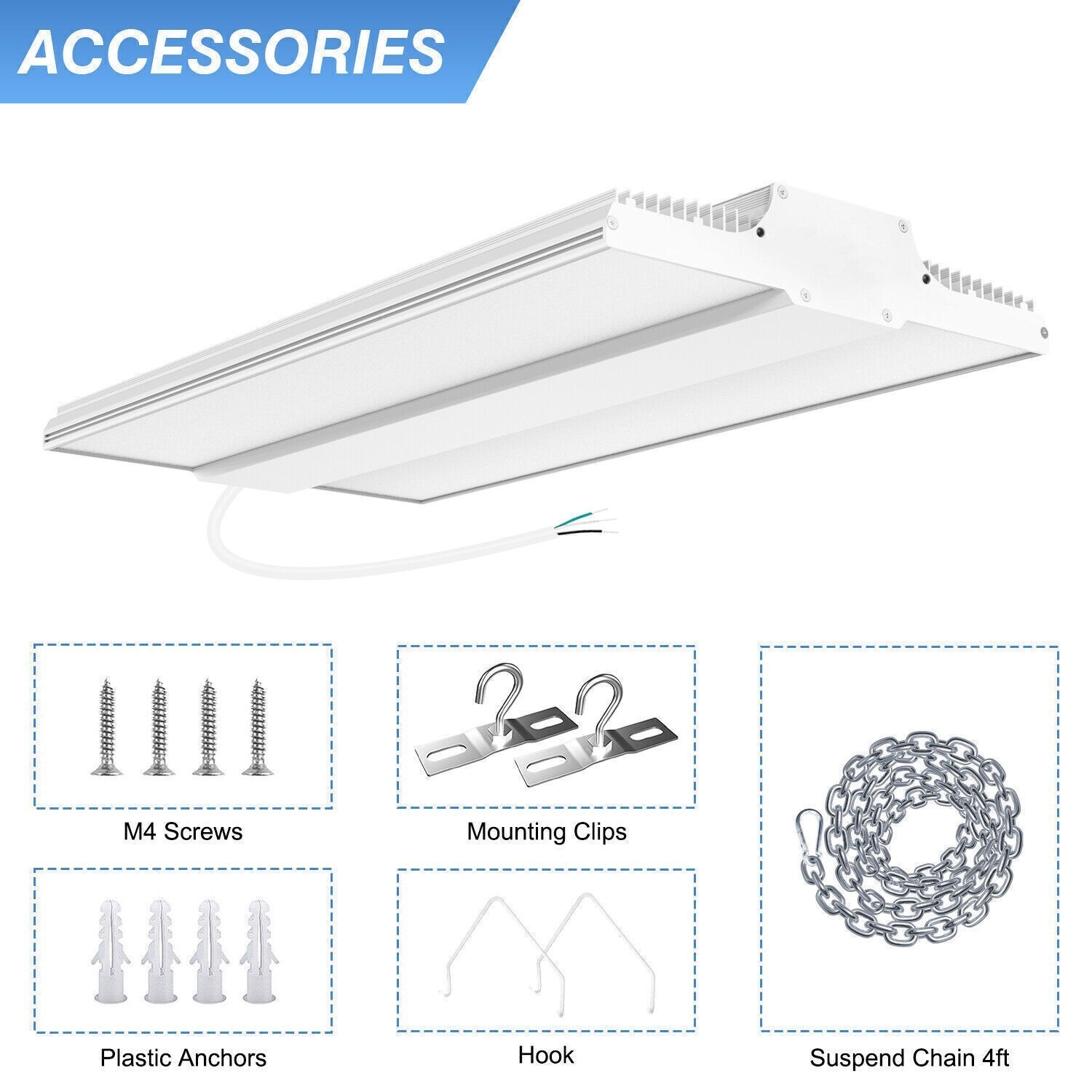 2-Pack 150W LED Linear High Bay Light 22500Lm Commercial Warehouse Shop Lighting