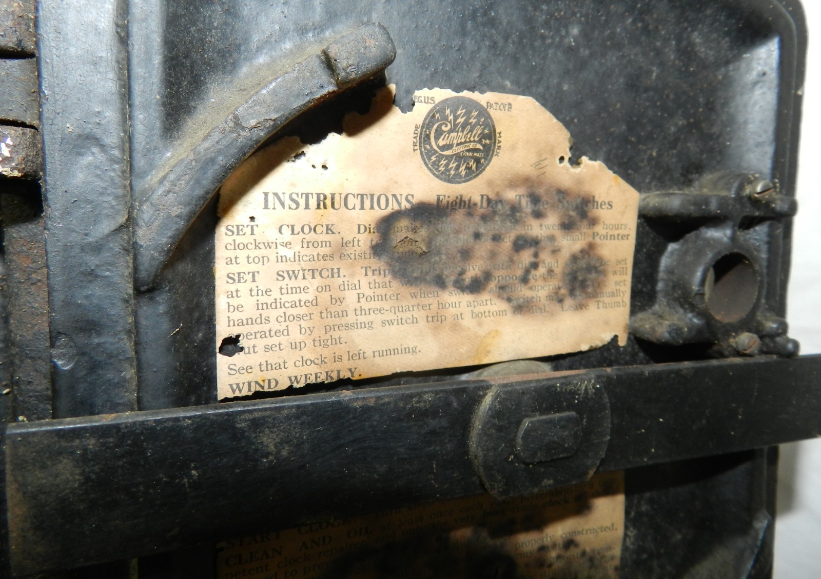 Vintage Campbell Electric Company 8 Day Time Switch in Cast Iron Case – 1913