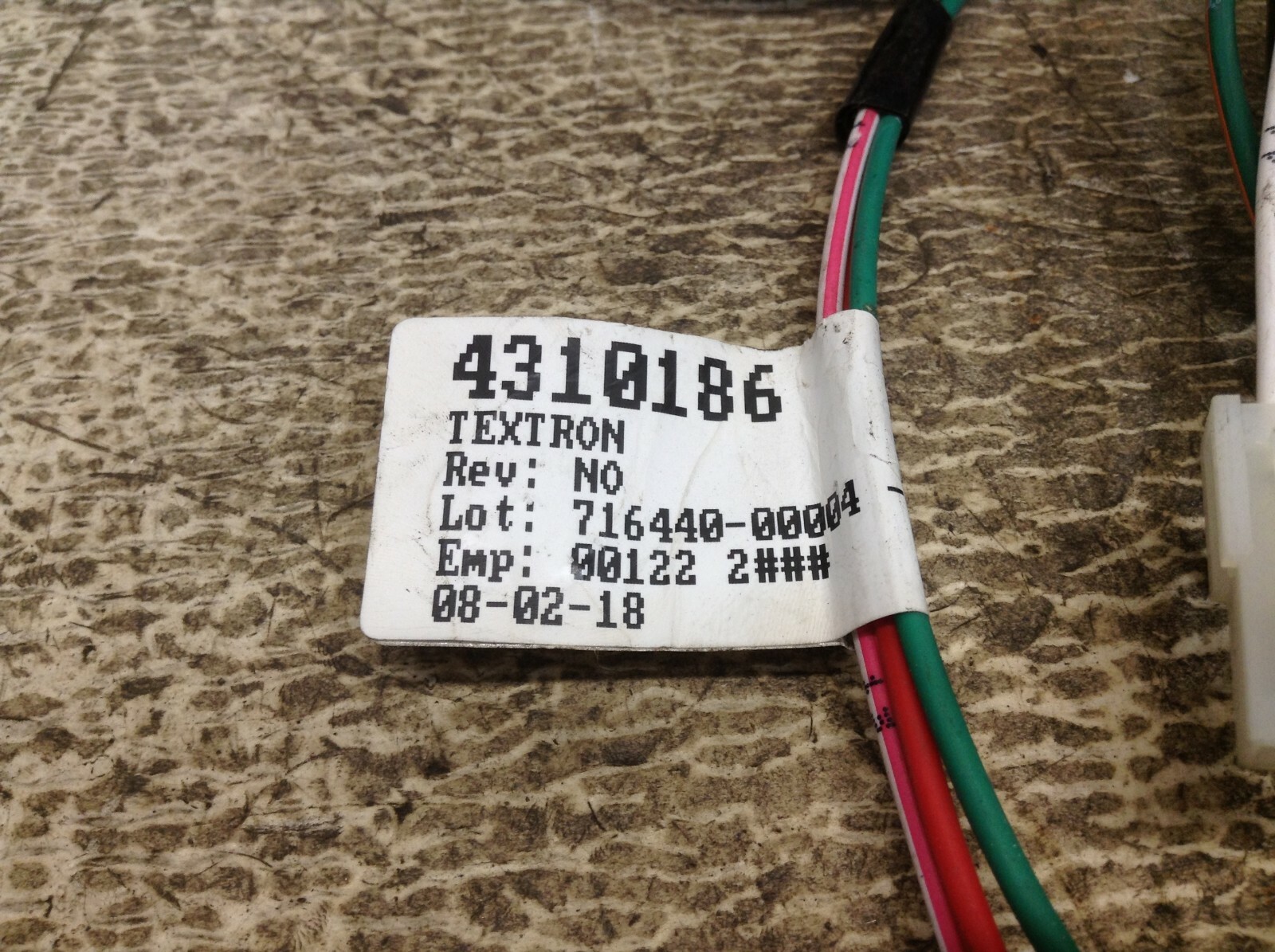 Textron 4310186 Connector Cable New (TSC)
