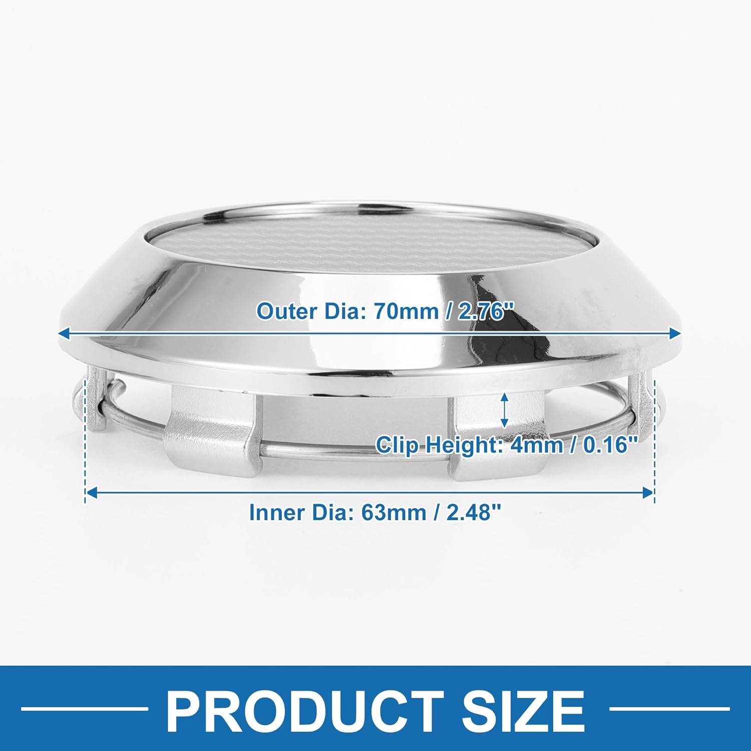 Wheel Center Caps Hub Caps Rim Center Caps OD: 70mm/2.76″ Plastic Silver Tone 1P