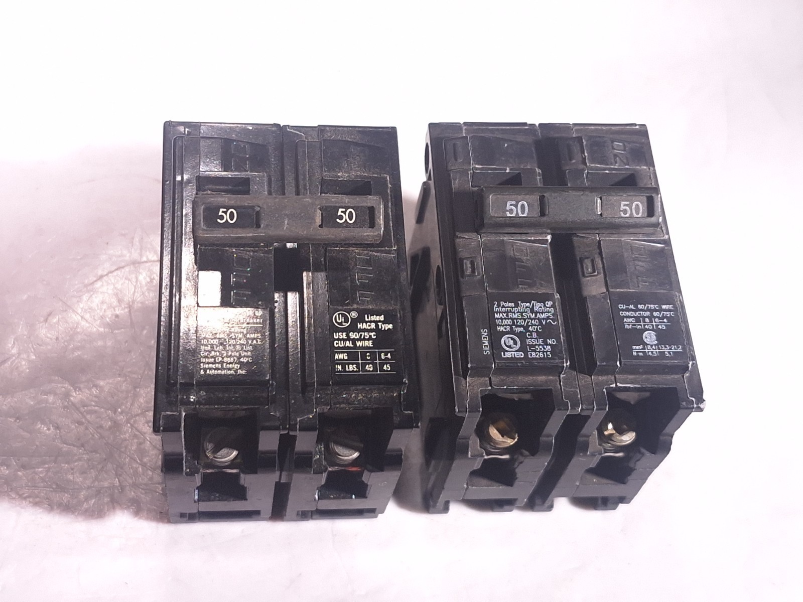 SIEMENS ITE GOULD Q250 CIRCUIT BREAKER 2P 50A 120/240V – LOT OF 2