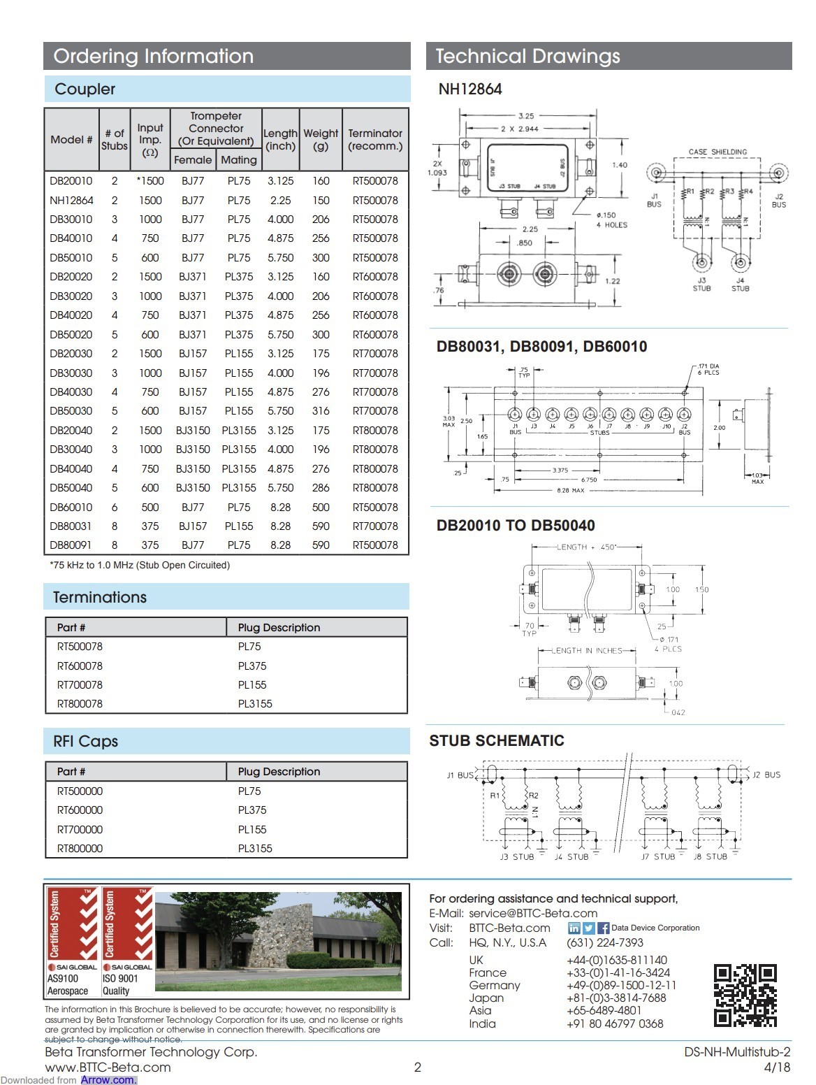 North Hills North Hills RT700078 PL155 terminator for 1553 data bus TNGM1-6-0