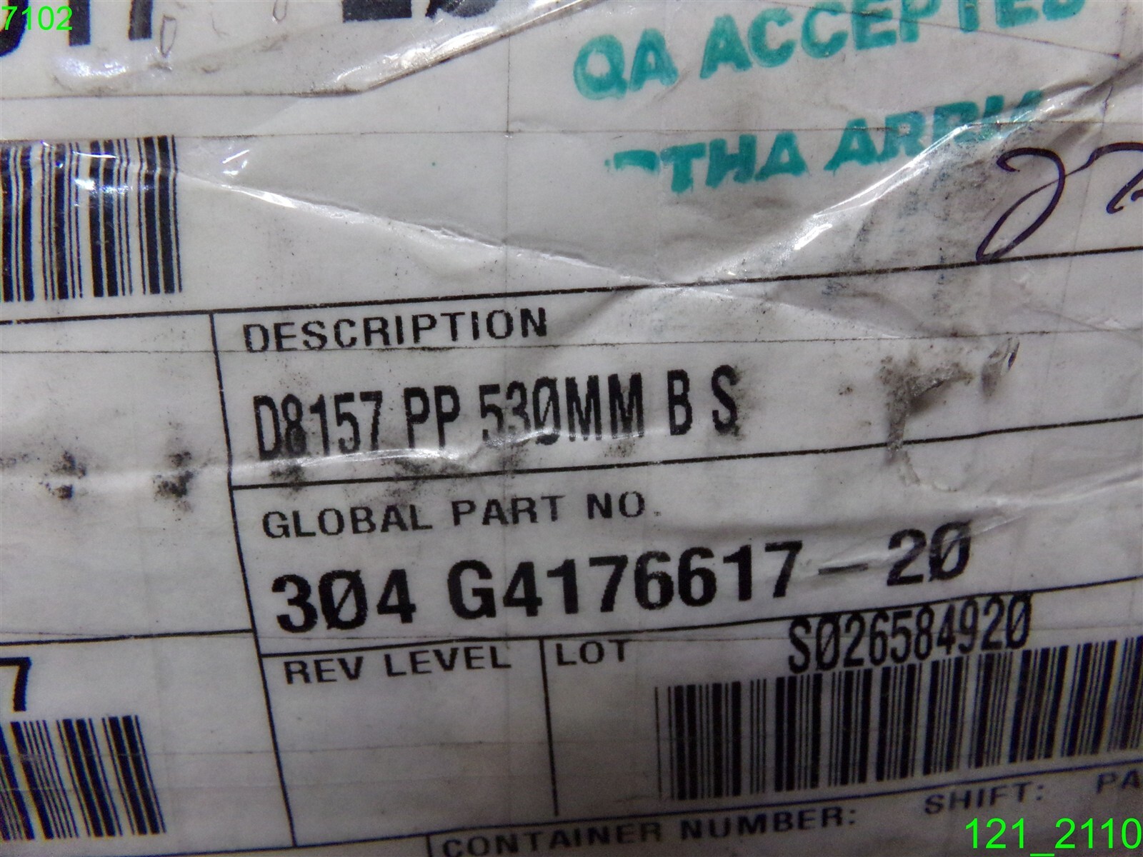 CASE OF 250: D8157 PP 530MM B S , PART # G4176617-20 – NEW