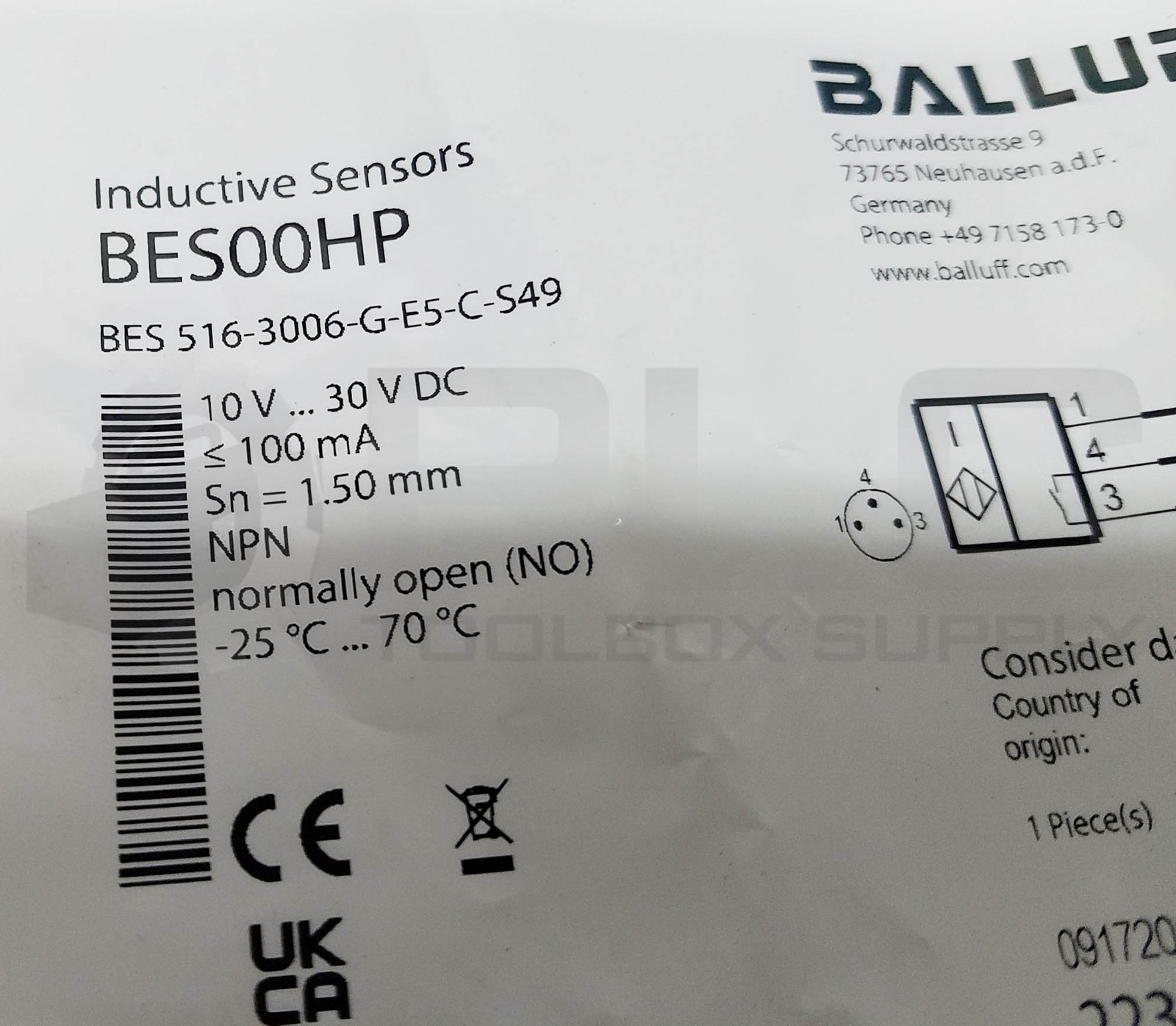 NEW BALLUFF BES00HP INDUCTIVE PROXIMITY SENSOR BES 516-3006-G-E5-C-S49