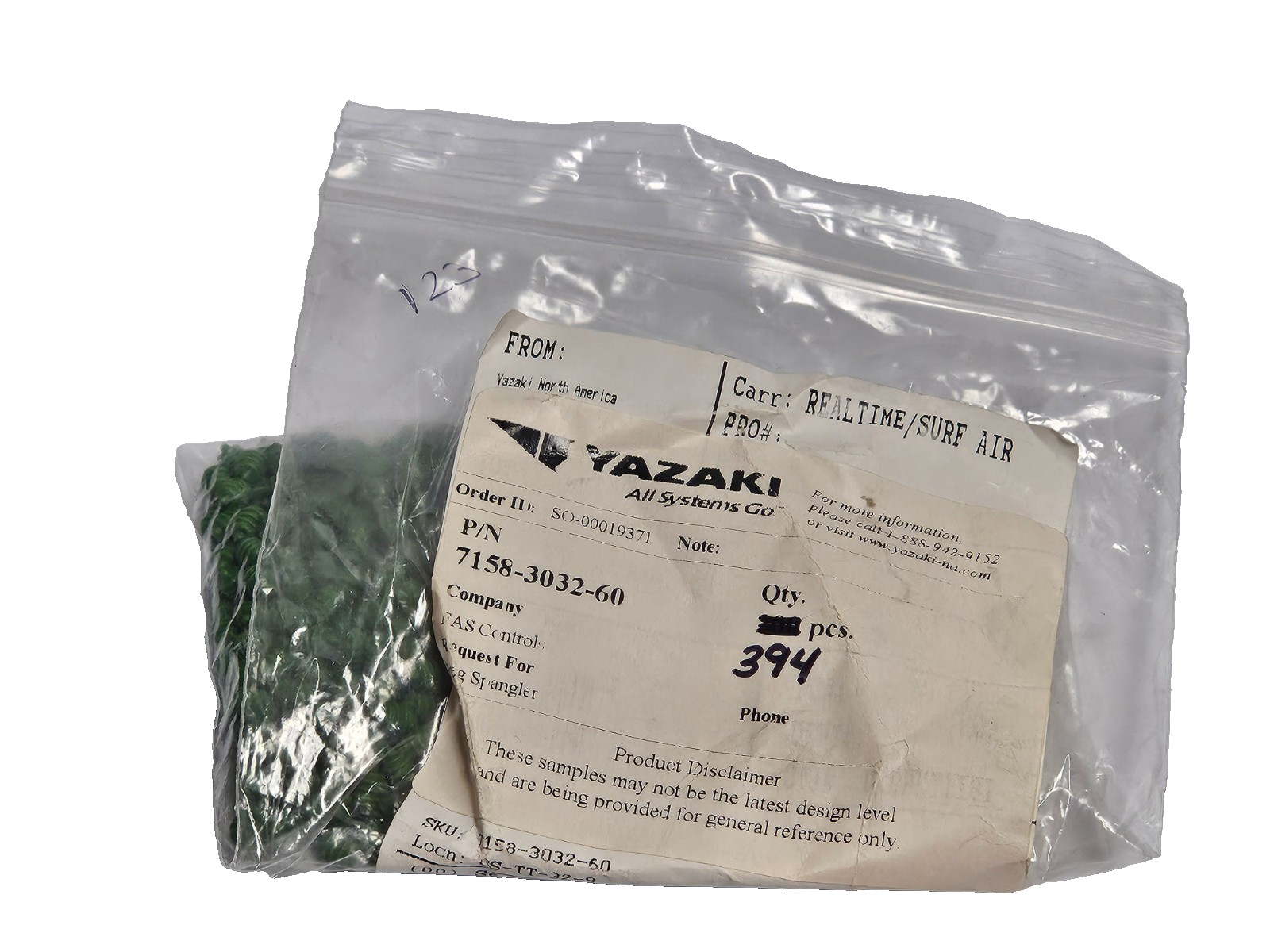 Lot of 394 Yazaki 7158-3032-60 Green Rubber Wire Seal New