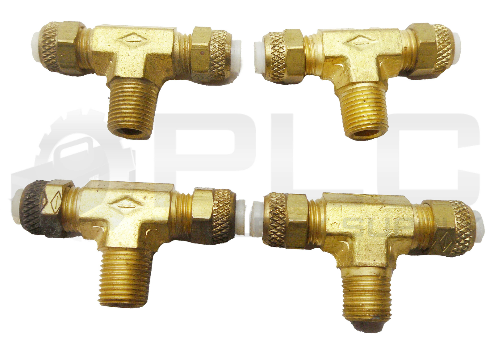LOT OF 4 NEW 7/32 BRASS COMPRESSION TUBE MALE BRANCH TEE