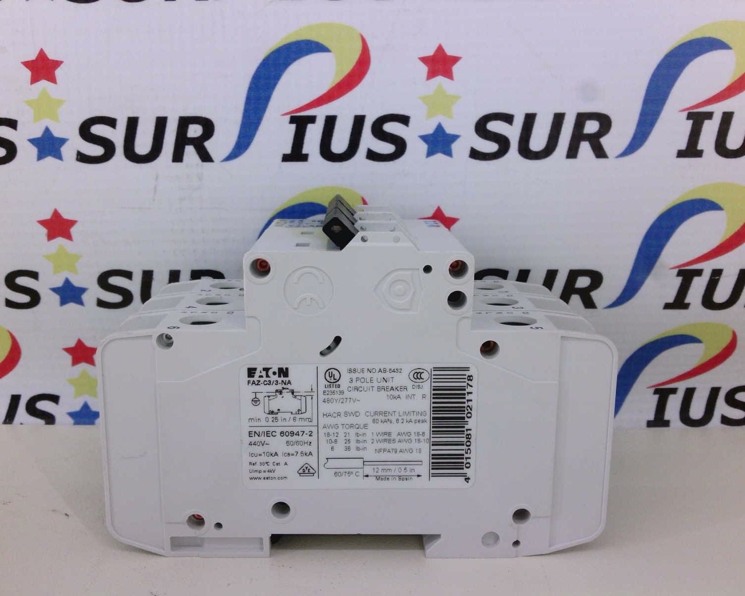 USSP Eaton FAZ-C3/3-NA Circuit Breaker 3 Pole