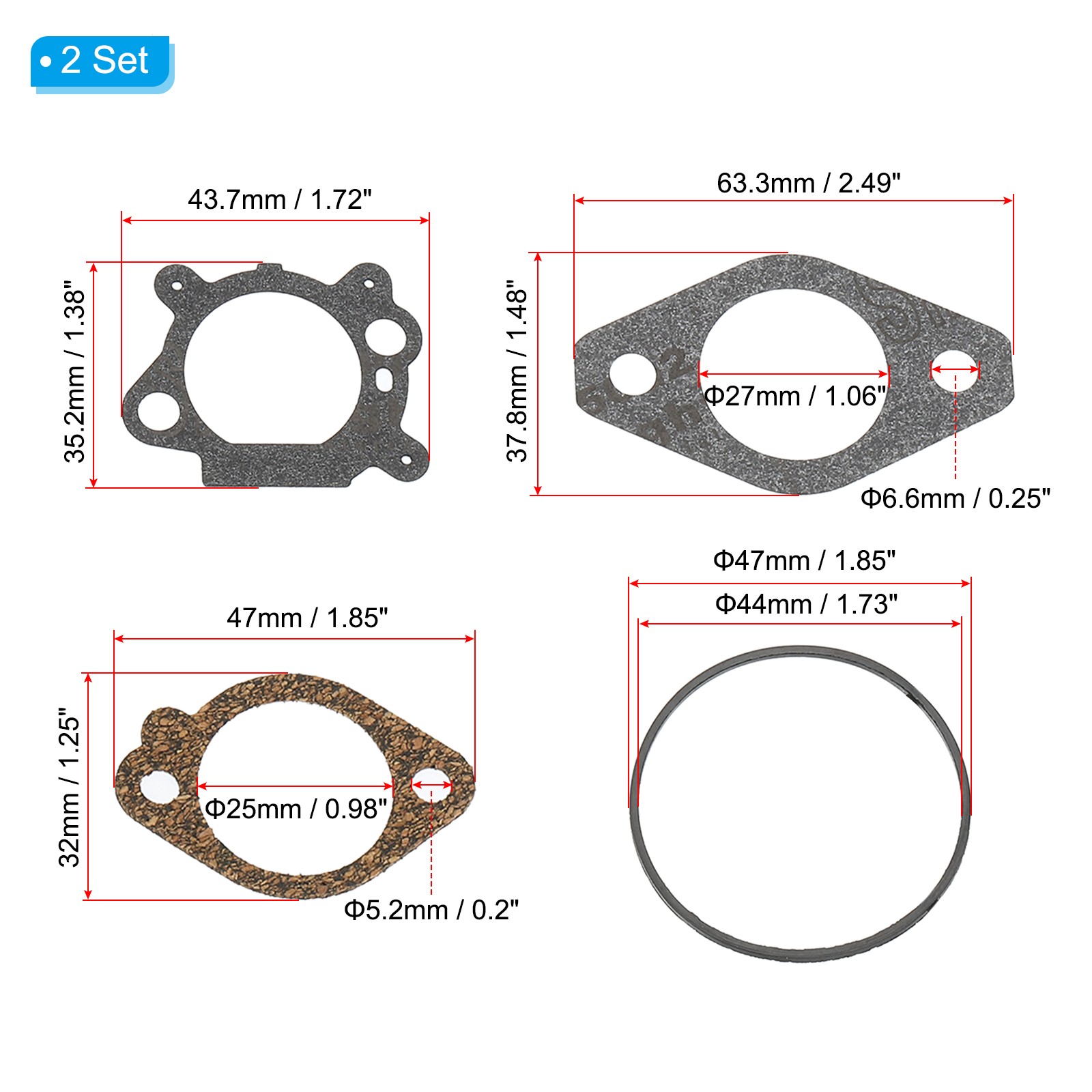 498260 Carburetor Overhaul Kit Gasket Set for 498260 398183 490937 492495 493762