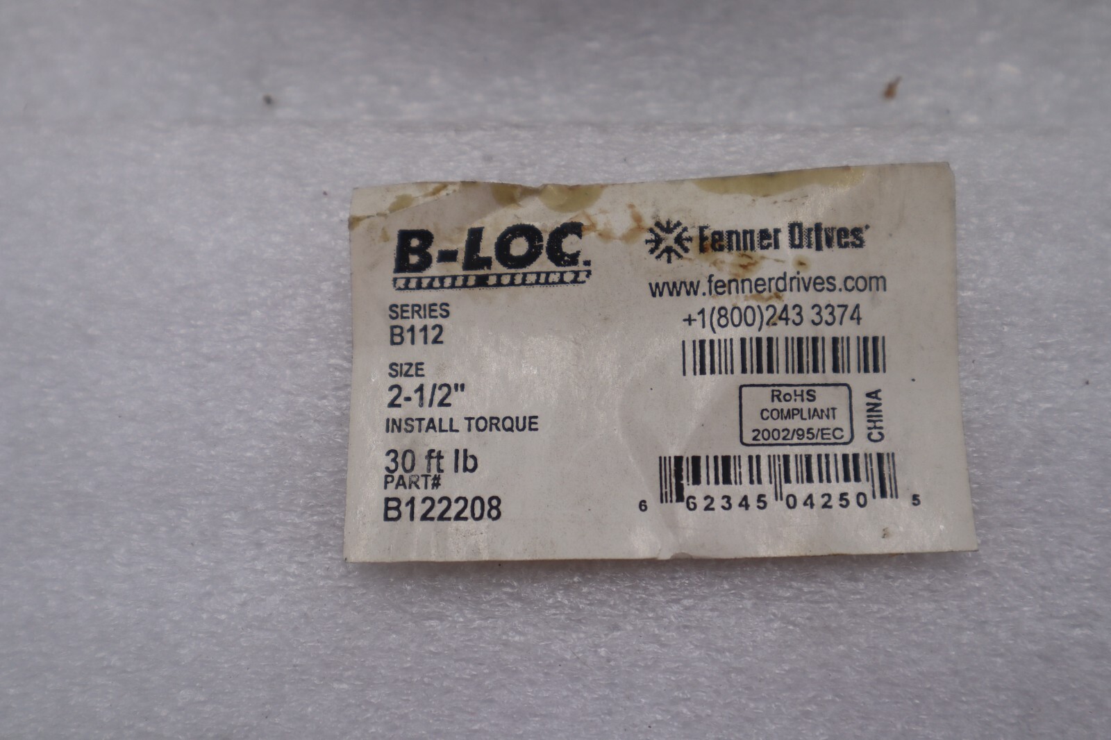 B-LOC Series B112 Size 2-1/2″ Fenner Drives Install New Open Box Stock #3626