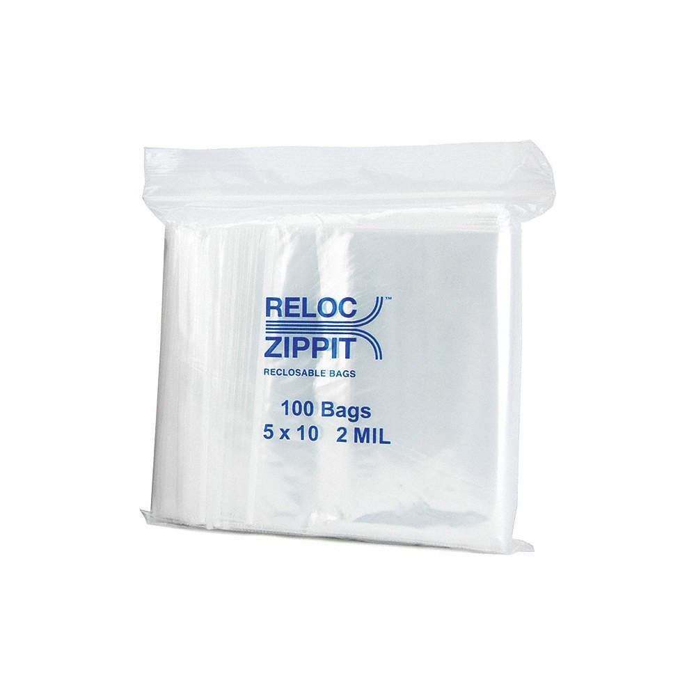 RELOC ZIPPIT R510 Reclosable Poly Bag,Zip Seal,PK1000 38UV36