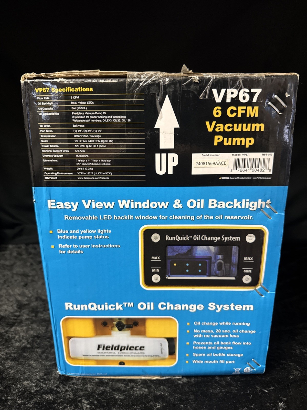 Fieldpiece VP67 Vacuum Pump 6 CFM 120 VAC