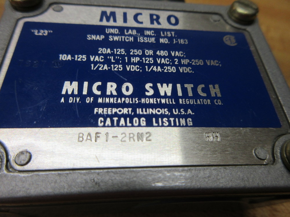 Micro Switch BAF1-2RN2-RH Honeywell Limit Switch BAF12RN2RH