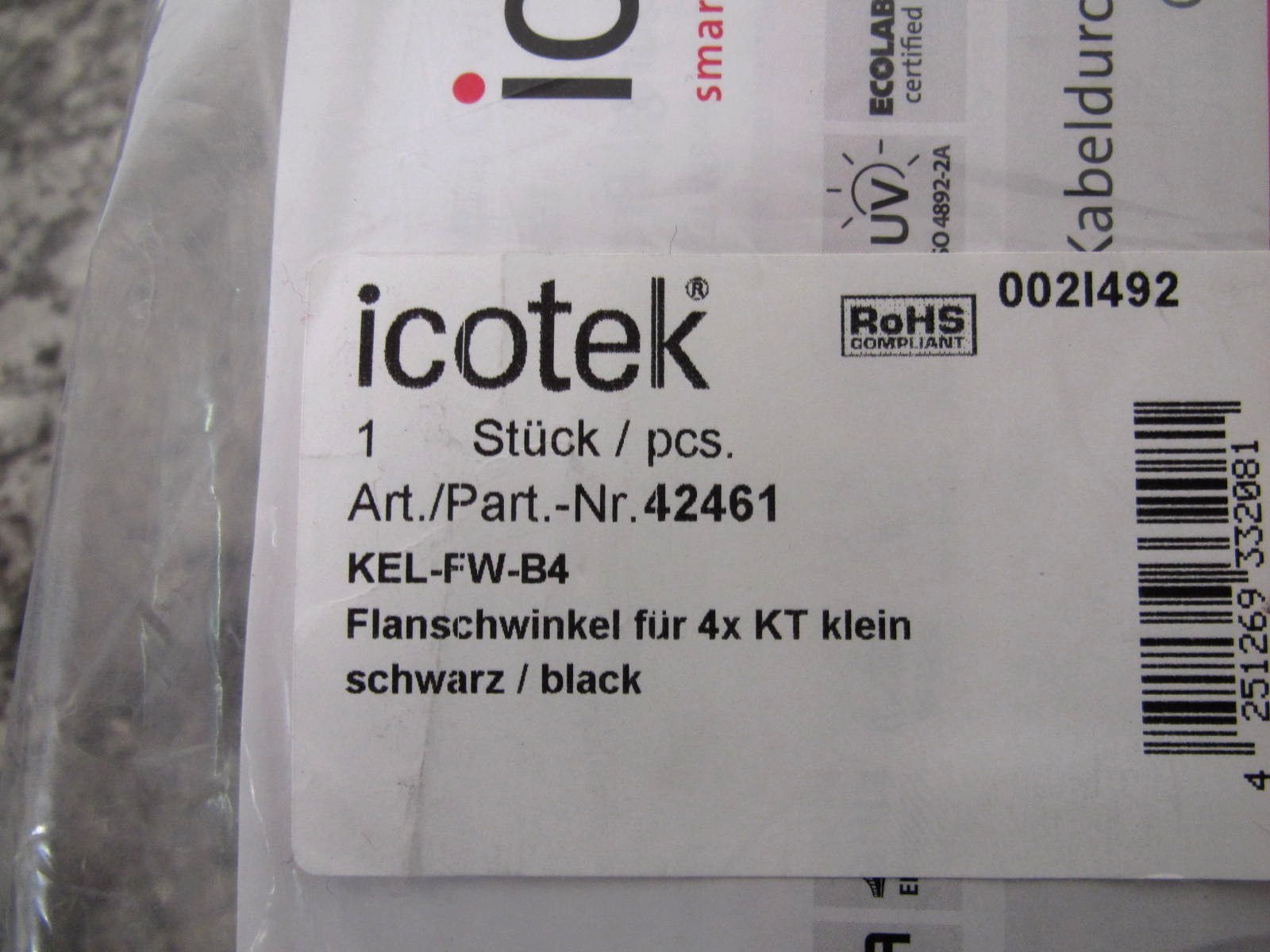New Icotek 42461 KEL-FW-B4 90° Cable Transit Bulkhead Cable Entry Free Shipping
