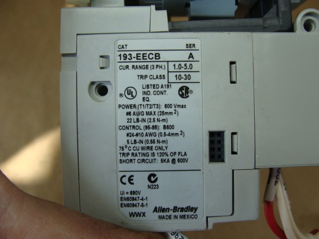 LOT OF 2 ALLEN BRADLEY CONTACTORS 100-C09*10 W/OVERLOAD RELAY 193-EECB