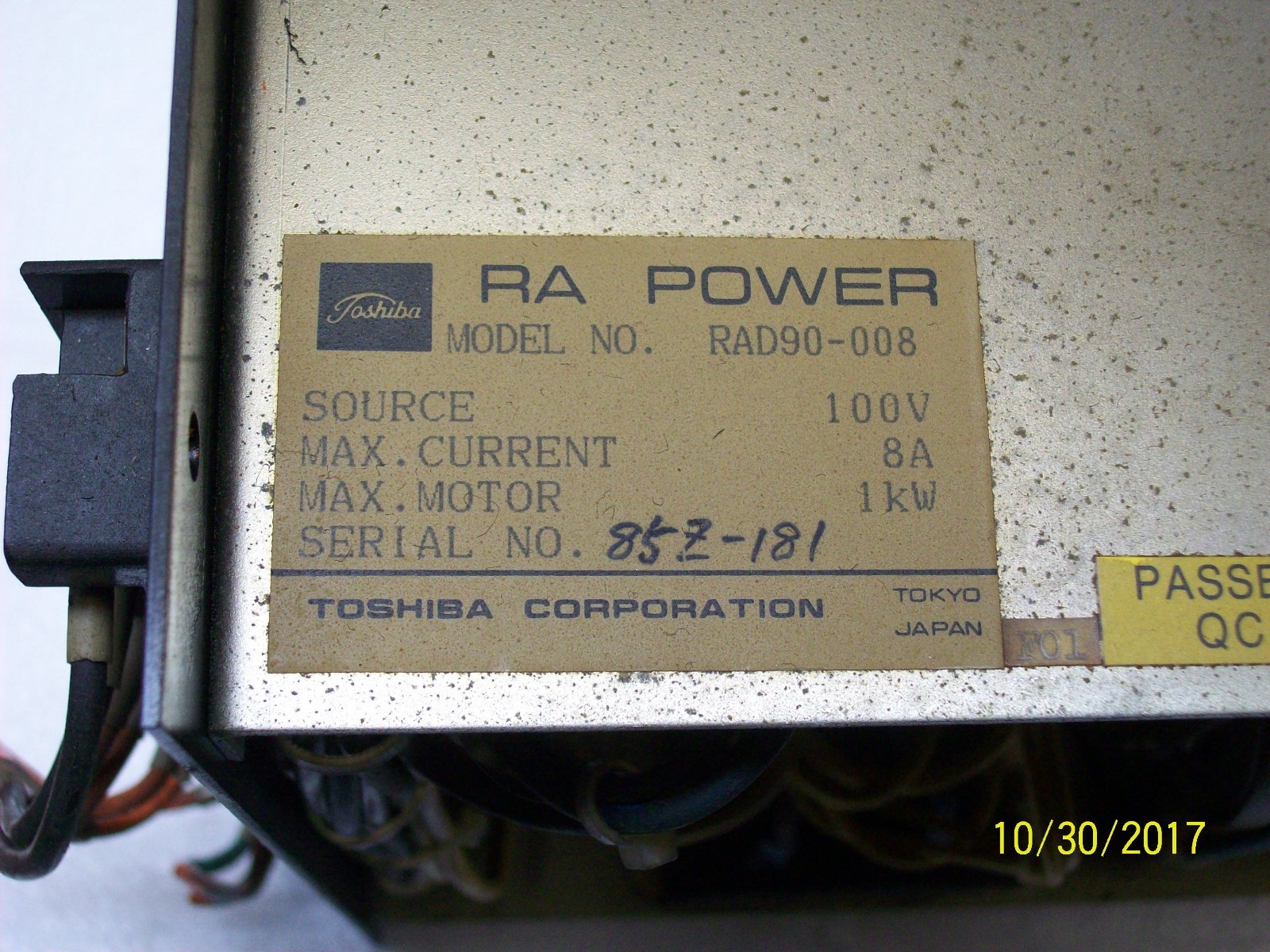 TOSHIBA RAD90-008 RA POWER SUPPLY