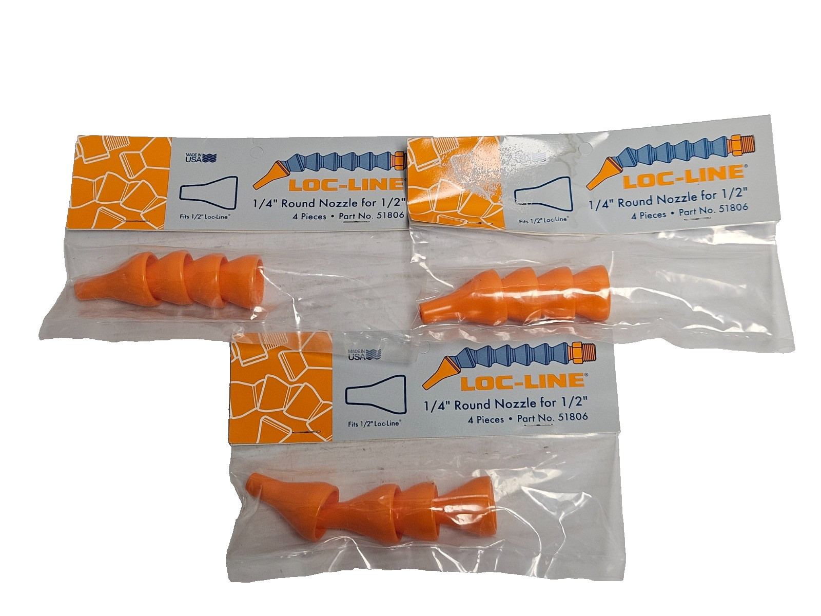 Lot of 12 Loc-Line 51806 Round Coolant Hose Spray Nozzle 1/4″ For 1/2″