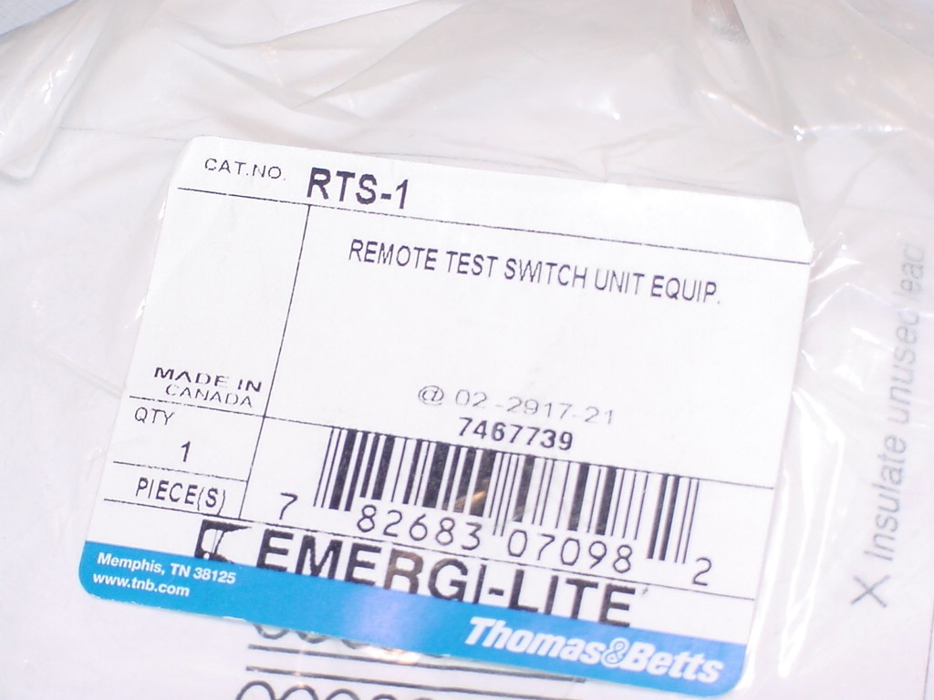 Thomas & Betts RTS-1, Remote Test Switch Unit Equipment w/ Instructions, New