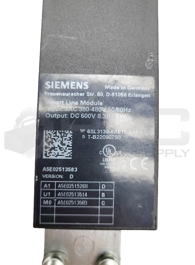 SIEMENS 6SL3130-6AE15-0AB0 SMART LINE MODULE 3AC 380-480V VERSION D