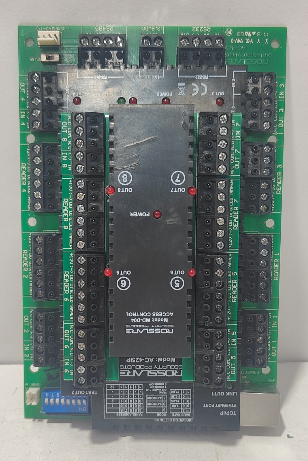 ROSSLARE AC-425IP 4 DOOR ACCESS CONTROL UNIT WITH ROSSLARE MD-D04 EXPANSION PCB
