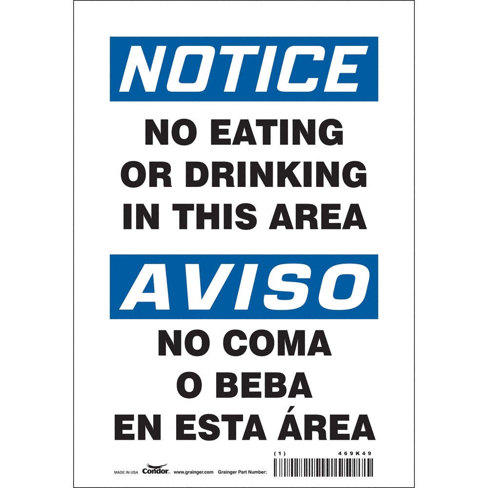 CONDOR Safety Sign,10 in x 7 in,Vinyl 468K49