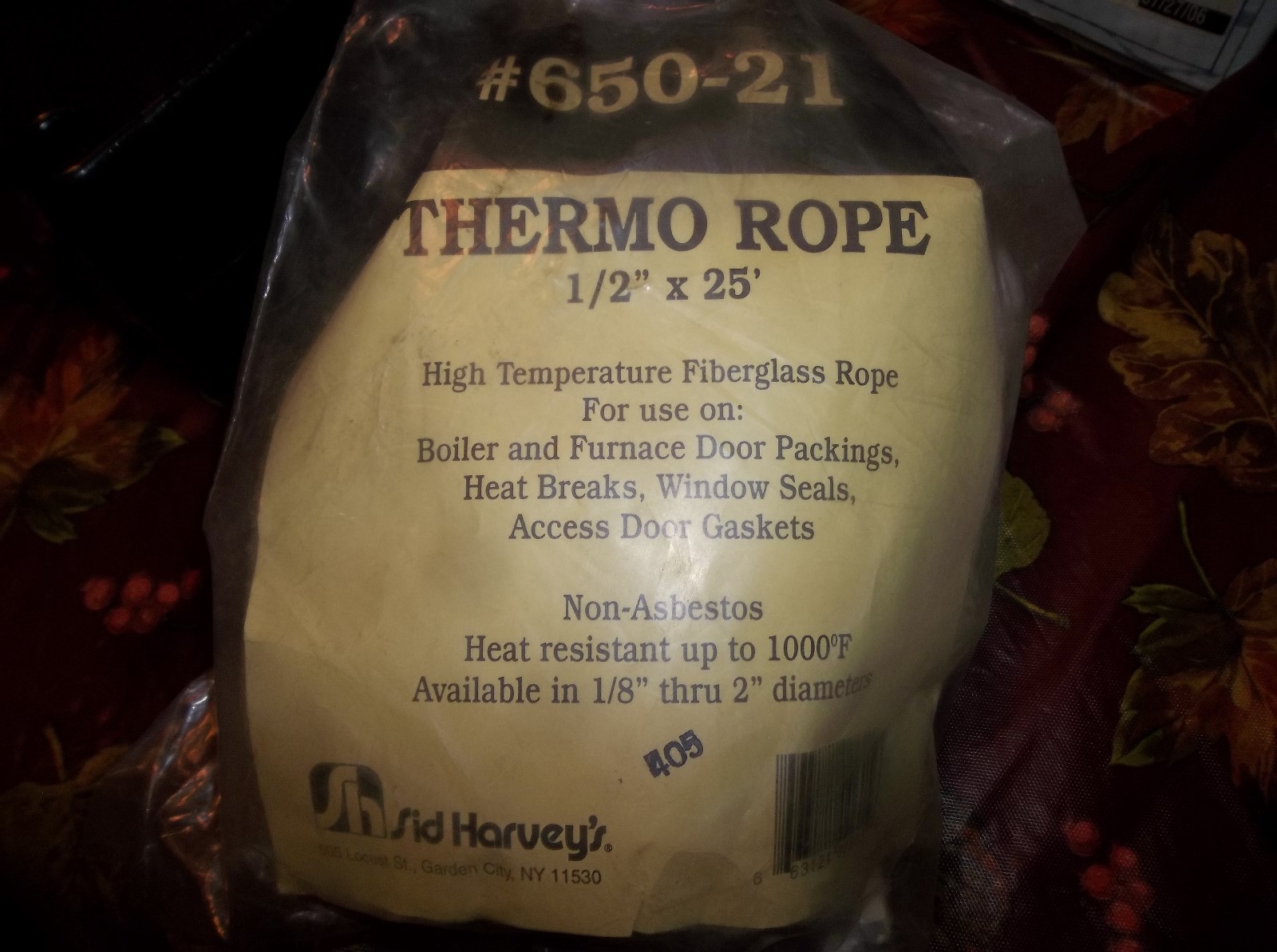 Sid Harvey’s # 650-21 Thermo Rope 1/2″ x 25′ High Temp Rope
