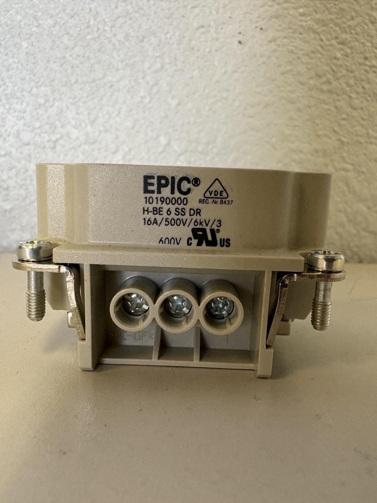 EPIC 10190000 H-BE 6 SS Rectangular Connector Plug 16A/500V/ 6kV/3