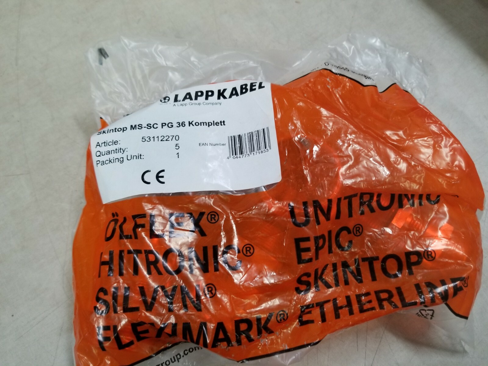 Lot of 5 – LAPP Skintop MS-SC PG 36 Strain Relief Cable Gland, 53112270