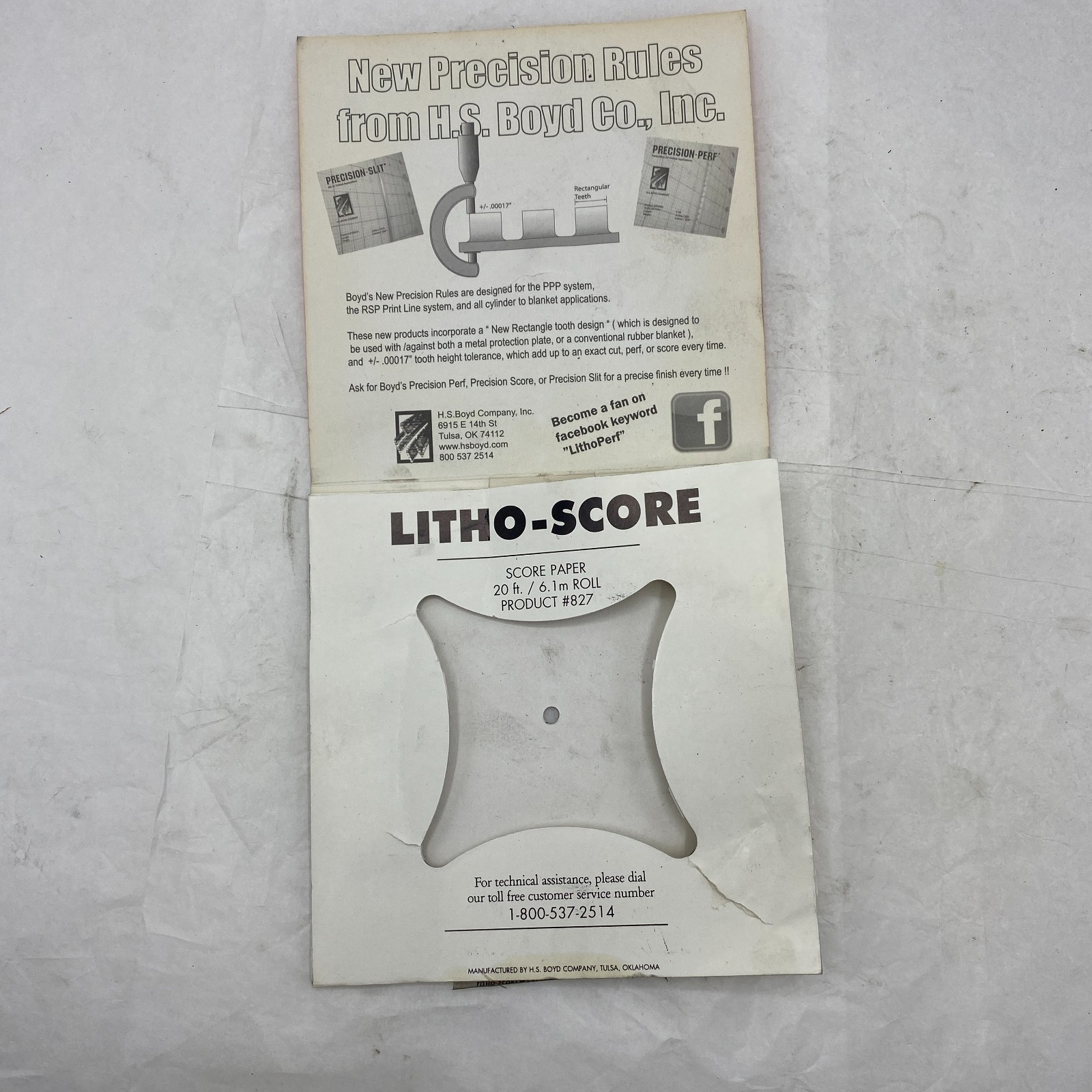 H.S. BODY LITHO-SCORE PAPER OR CARD 20ft /6.1m ROLL PRODUCT: 827, OFFSET RULES