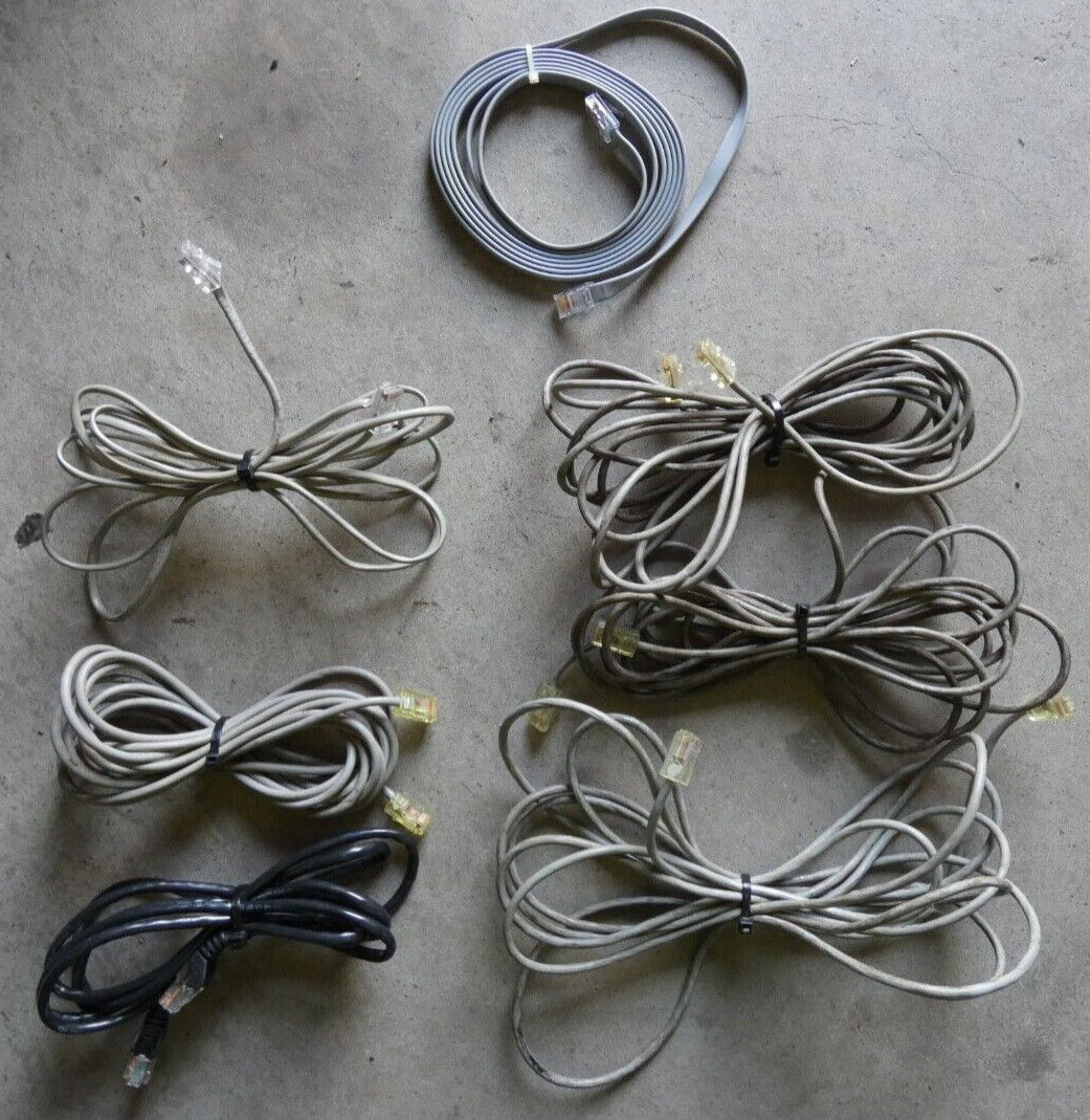 Lot of 7 Pieces – Used RJ45 Telephone Cables Varying in lengths of ~10′ – ~15′