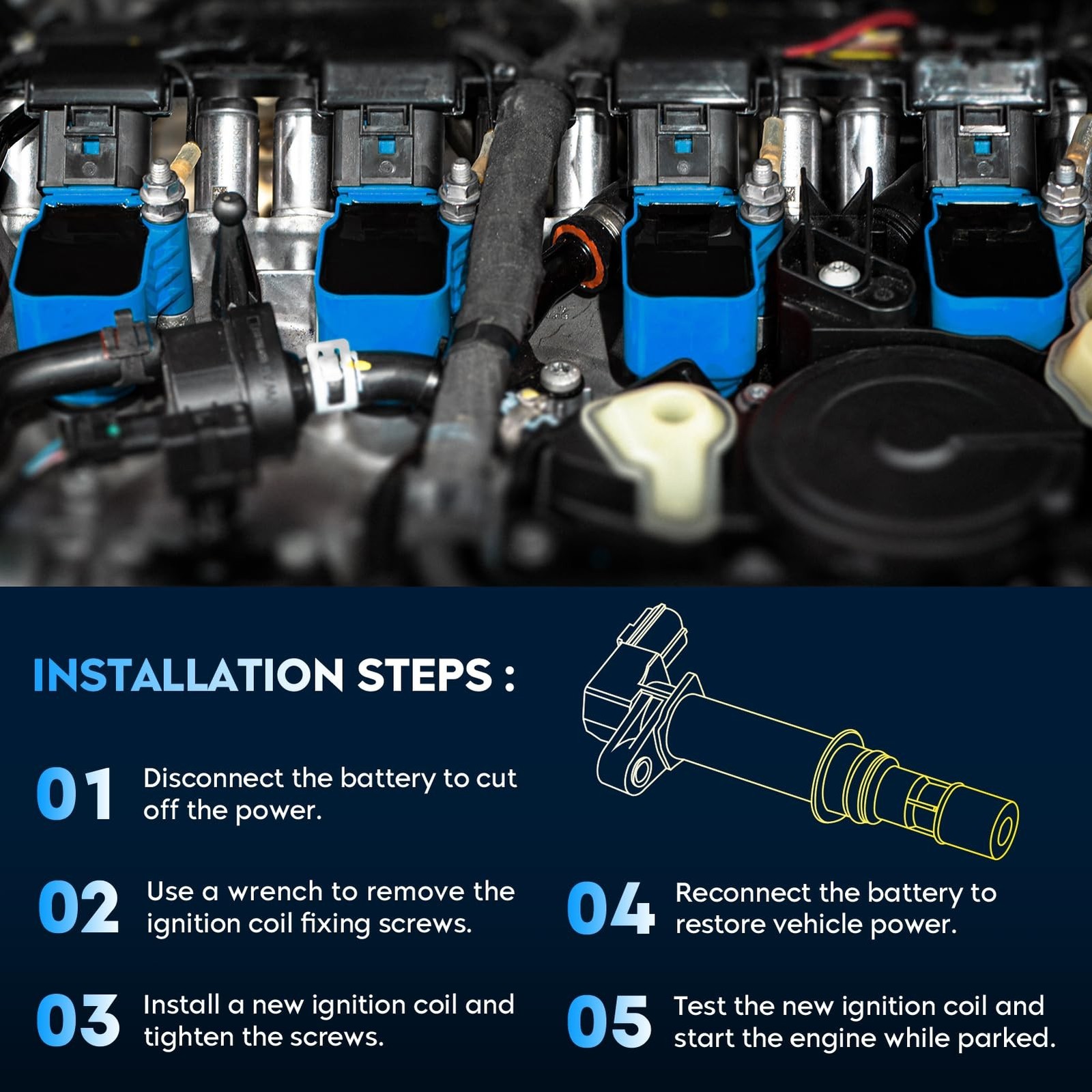 Ignition Coil Pack 4 PIN + Iridium Spark Plugs for Chevy Traverse 3.6L 2010-2…