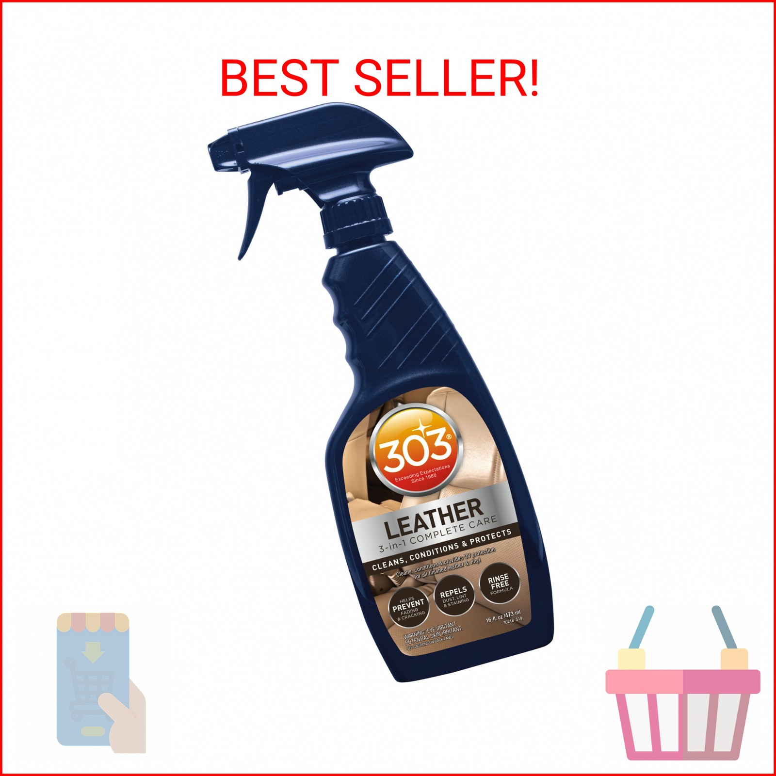 303 Products Leather 3-In-1 Complete Care – Cleans, Conditions, & Protects – Hel